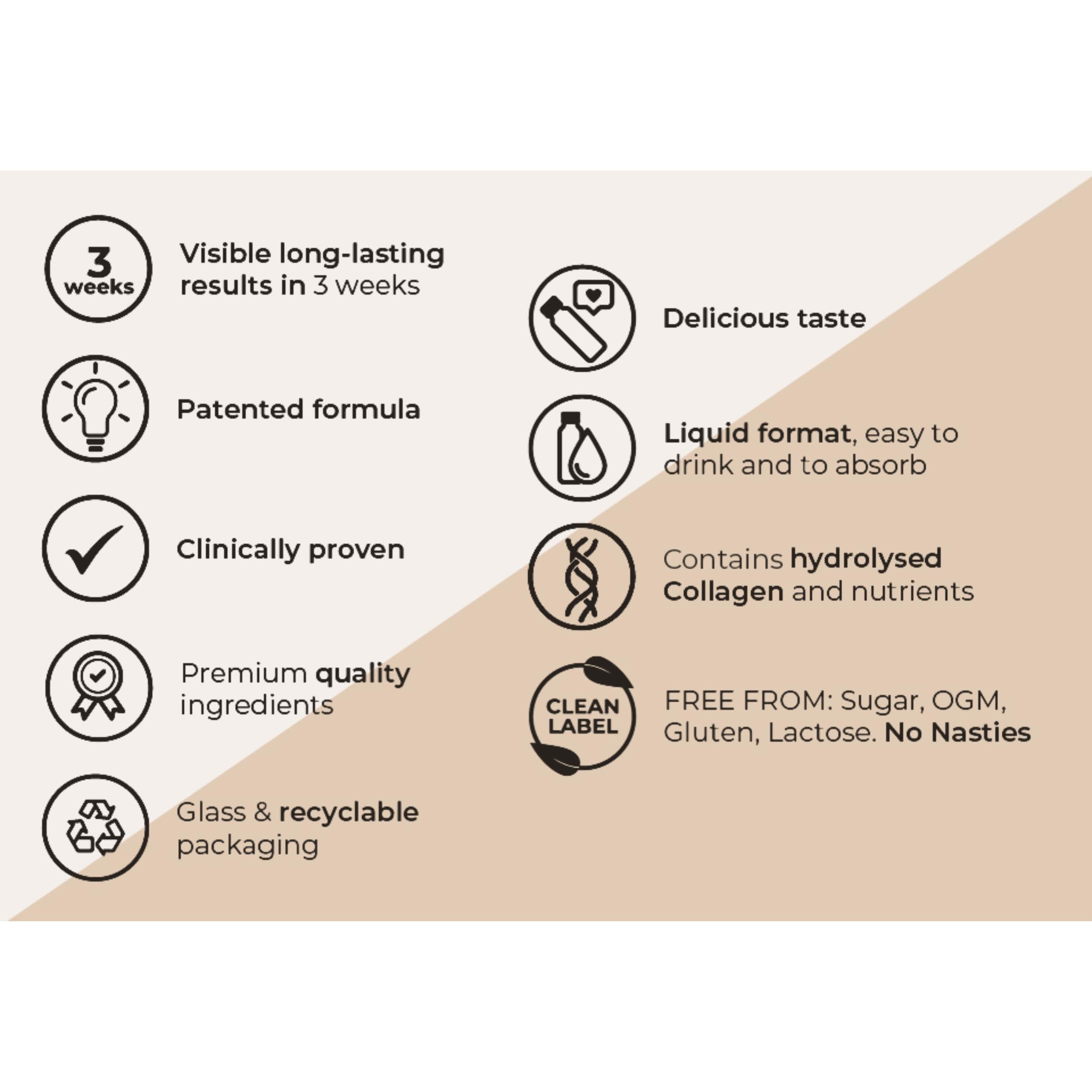 GOLD COLLAGEN GOLD COLLAGEN Pure - Collagen Supplements for Women & Men Biotin Hair Growth, Skin & Nail, Anti Wrinkle Immune System Booster Marine Collagen and Hyaluronic Acid, Vitamin C B6 and Zinc 3 Pack 10x50 ml