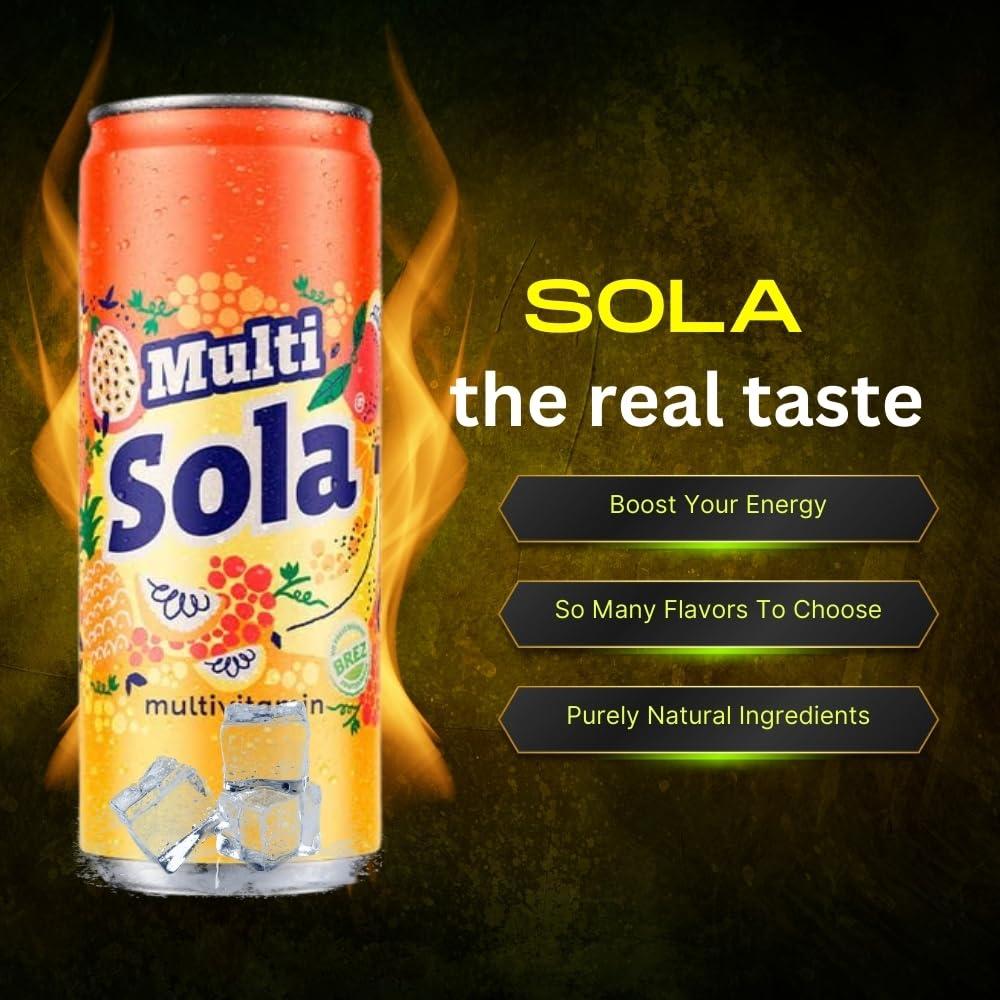 SOLA Sola Multivitamin Juice, 0.33L of Prime Drink, Pack of 24 Fresh Multivitamin Juice for refreshment, Fresh Juice with real taste, Squeezed Flavored and Real Ingredients Juice