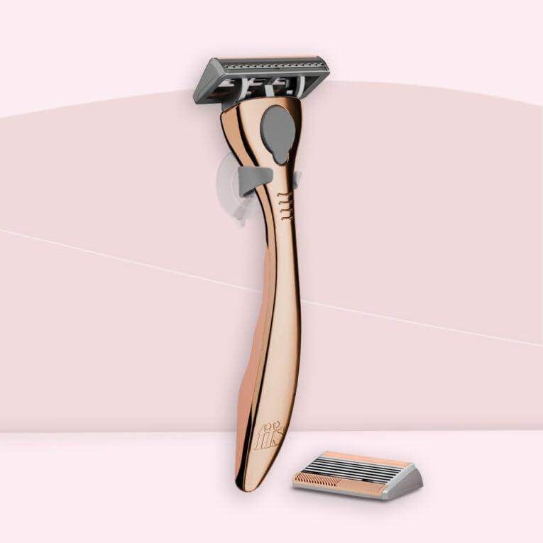 FFS FFS Beauty Shaving Essentials - Premium Razor, Diamond-coated Titanium 6-Blade Cartridge & Shower Holder