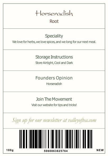 Valley of Tea Horseradish Root Organic Gourmet Quality - Horse Radish