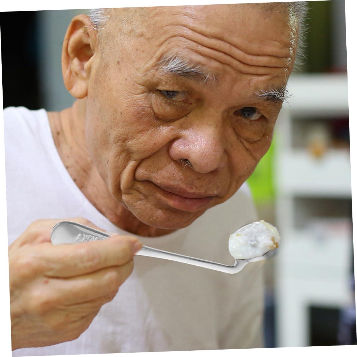 GRADENEVE GRADENEVE Stainless Steel Left-Handed Spoon Fork Set Angled Spoon for Easy Eating Curved Fork Aid Spoon for Elderly