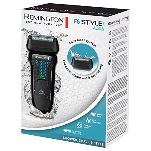 Remington Remington F6 Aqua Men\'s Electric Shaver (Cordless, Wet & Dry, 100% Waterproof, Foil Shaver, Pop-up Detail Trimmer, USB Charging, 60-Minute Usage, 90-Minute Charge with 5-Min Quick Charge) F6000
