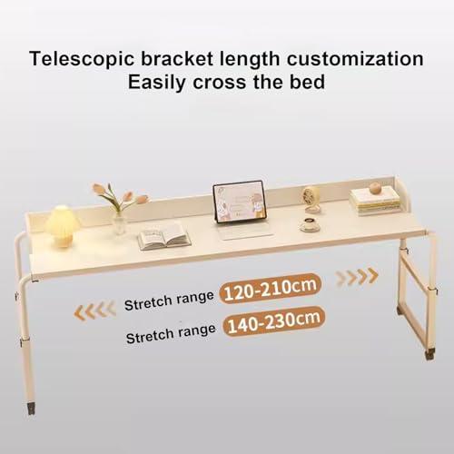 ZAIHW Adjustable Rolling Overbed Table - King Size, Laptop Desk for Home Office (Wood Color, 120cm)
