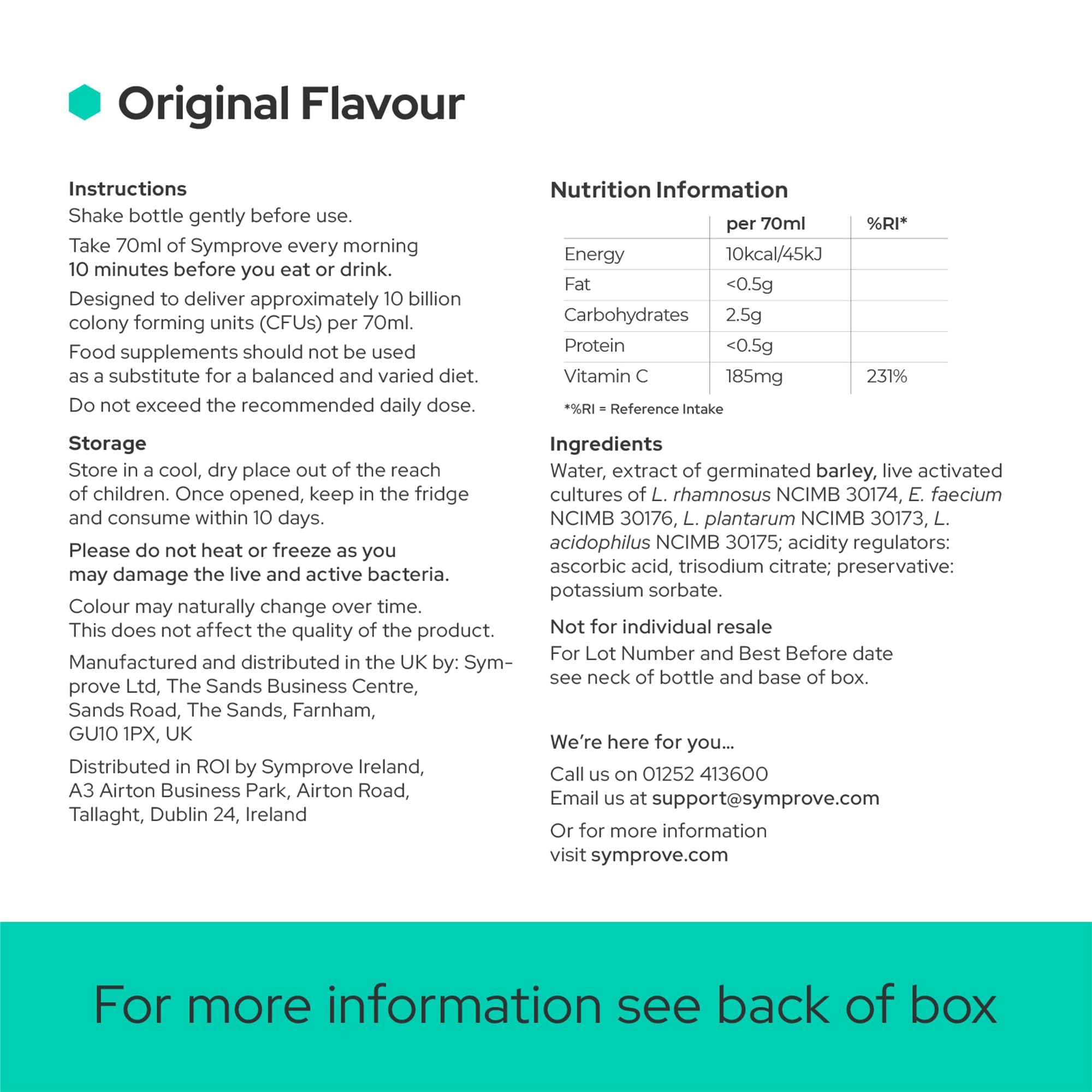Symprove Symprove Original 12-Week Pack | Daily Essential Gut Health Supplement | Probiotic Drink with Live Bacteria, Vegan | 12x500ml