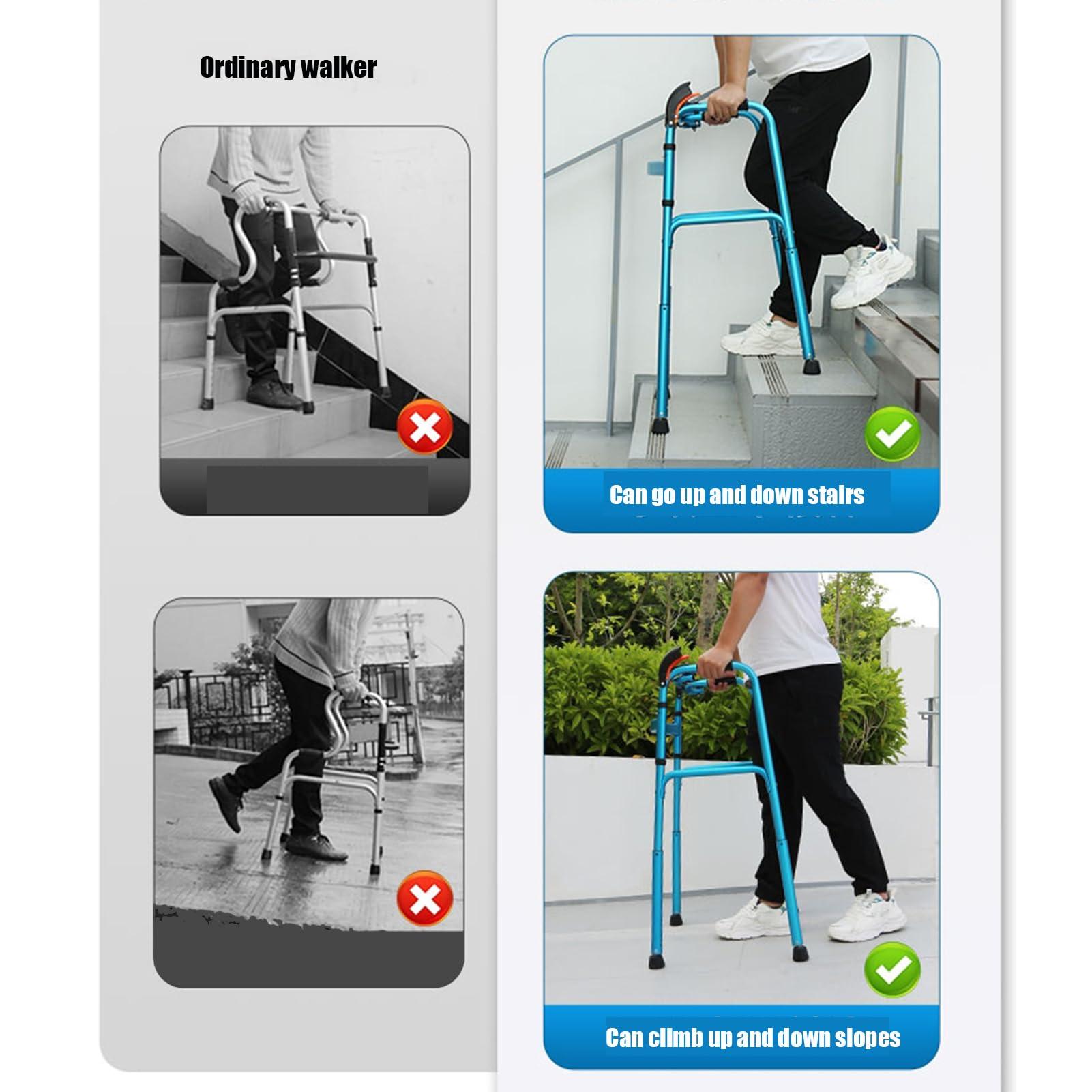 Joyfitness Joyfitness Climbing Stairs Standard Walker,Adult Walker, Climbing Stairs Aluminium Folding Walking Frame, Walking Mobility Aid for Elderly