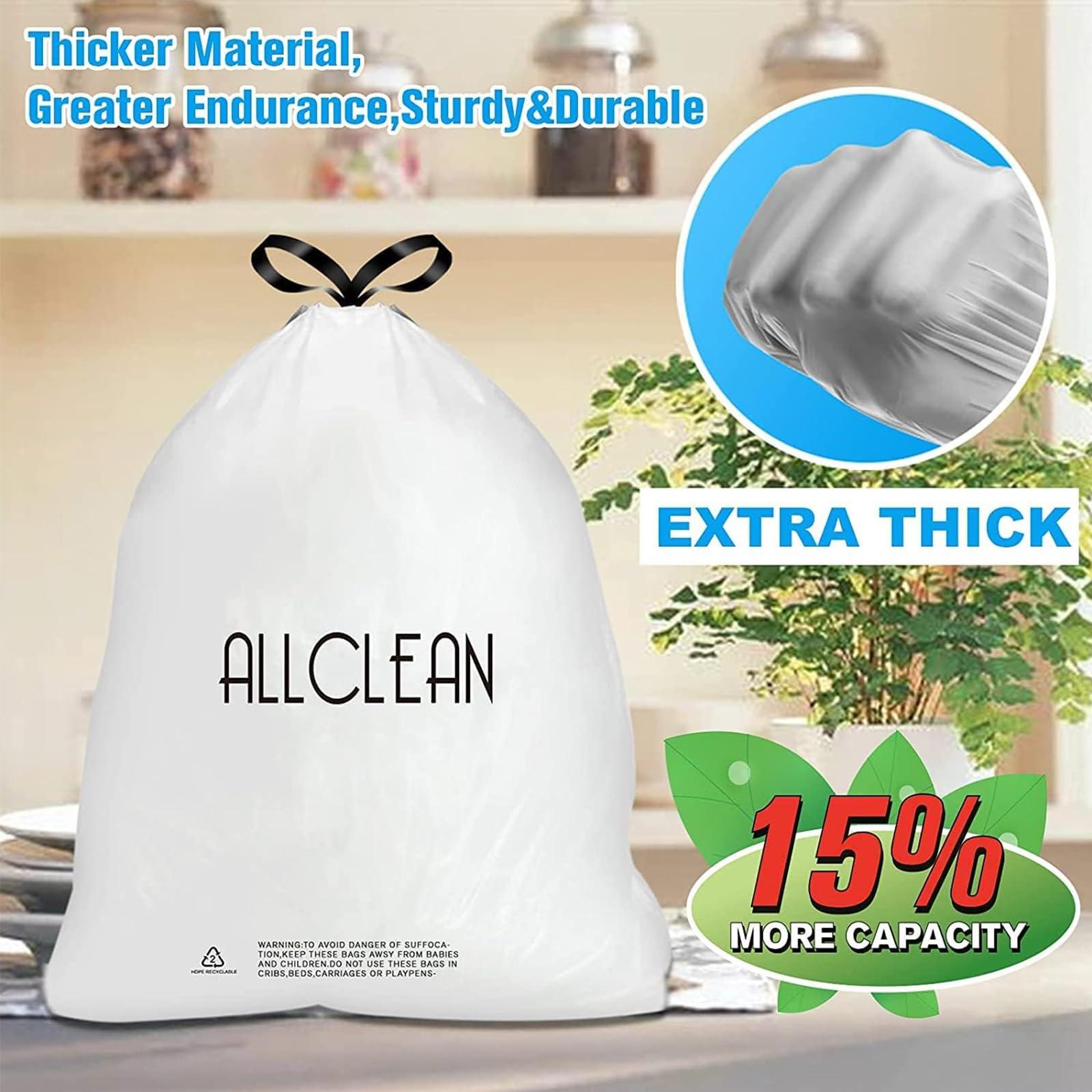 ALLCLEAN 15 Gallon Trash Bags Kitchen Tall Drawstring