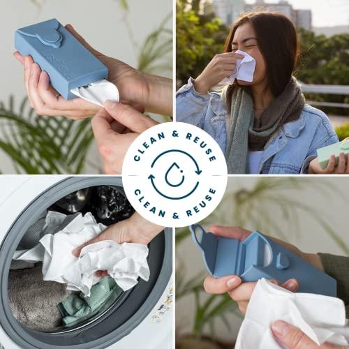 LastTissue LastTissue Reusable Cotton Tissue Pack Sustainable, Durable, Eco-Conscious, Portable & Washable Facial Tissues for Men and Women with Travel Handkerchief Storage Case