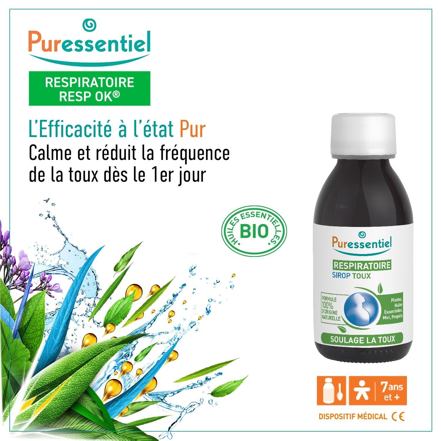 Puressentiel Puressentiel Respiratory Cough Syrup 125ml - Cough Relief For All Coughs + Cold & Flu - Chesty Cough, Mucus Cough - 100% Natural Origin Medical Device - Essential Oils & Honey - For Children Aged 12+