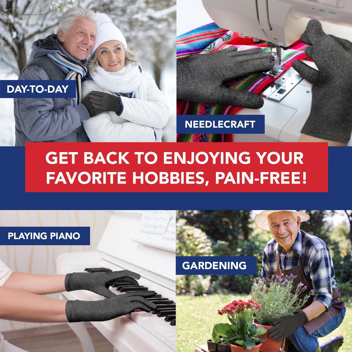 Dr. Arthritis Doctor Developed Compression Gloves With Doctor Handbook - Arthritis Compression Gloves- Compression Gloves for Arthritis for Women/Men - Rheumatoid Arthritis Gloves (L, Grey)