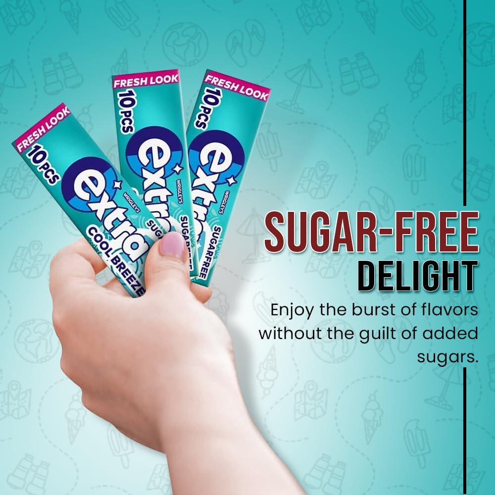 VR ANGLE Extra Chewing Gum 10 x Sugar Free Selection Fresh Bulk box All Mix Flavours - Peppermint, Watermelon, Strawberry, Ice, Apple, White, Cool Breeze, Bubblemint, Blueberry, Spearmint Sold by VR Angle