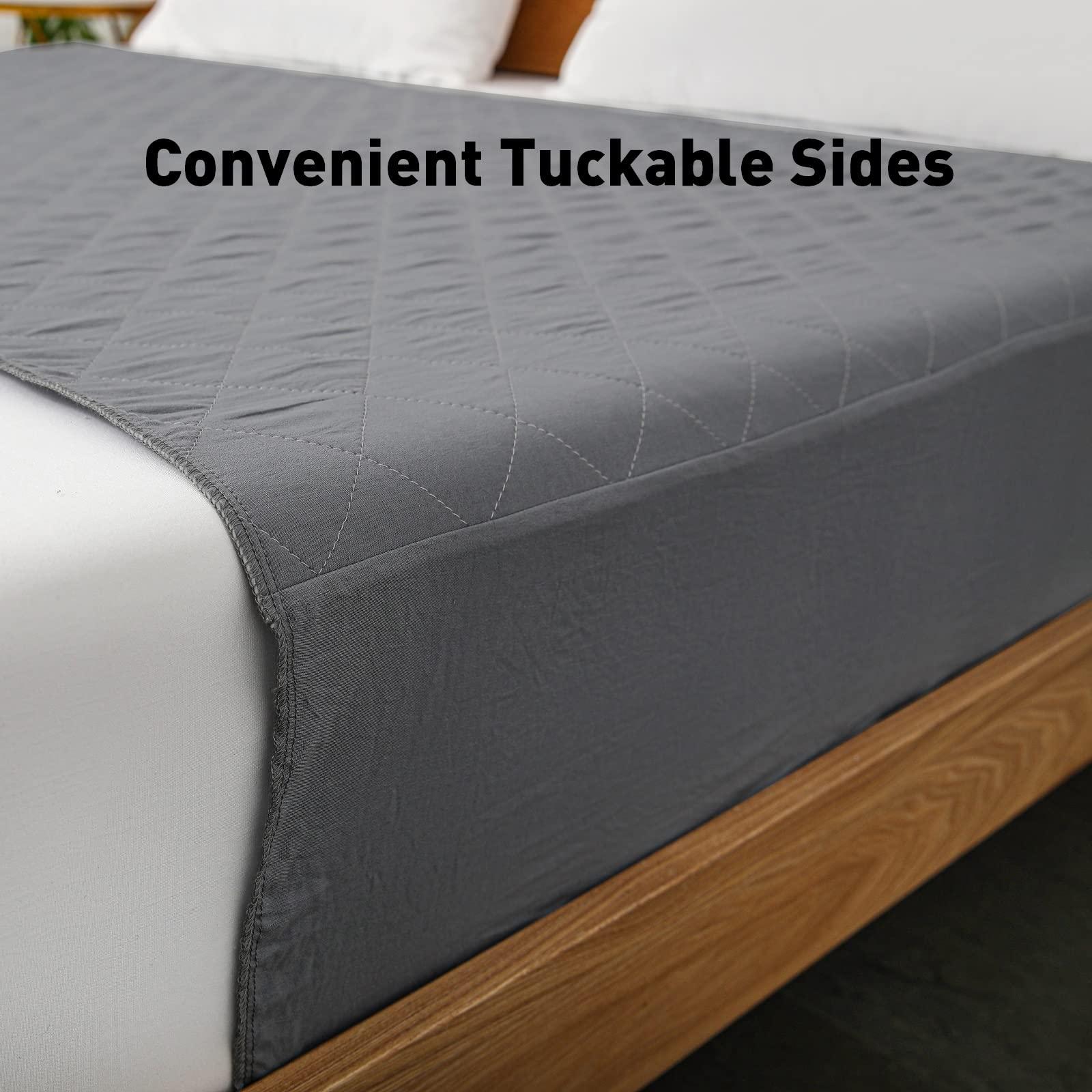 Reidio Reidio 2 Pcs Waterproof Incontinence Bed Pads Washable Reusable Bed Underpads Non-Slip Bed Cover with Tuckable Sides Mattress Protector Mattress Pad for Adults Elderly Kids Baby Pet Queen Size (2)