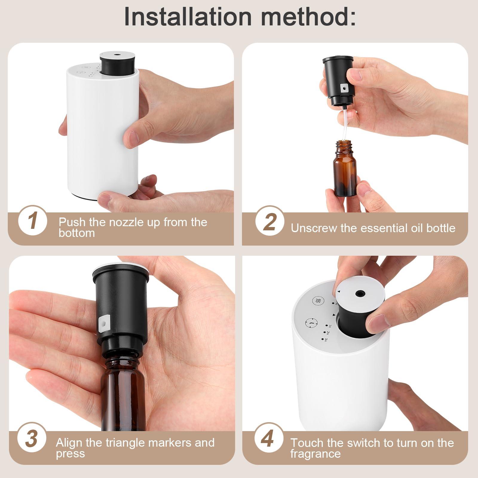 Strixorn Waterless Diffuser for Essential Oil, Scent Air Machine Aromatherapy Atomizing Diffuser, 1/2/3H/Continous Mode, 3 Mist Levels, Portable Aromatherapy Mini Diffuser for Car Bedroom Office(White)