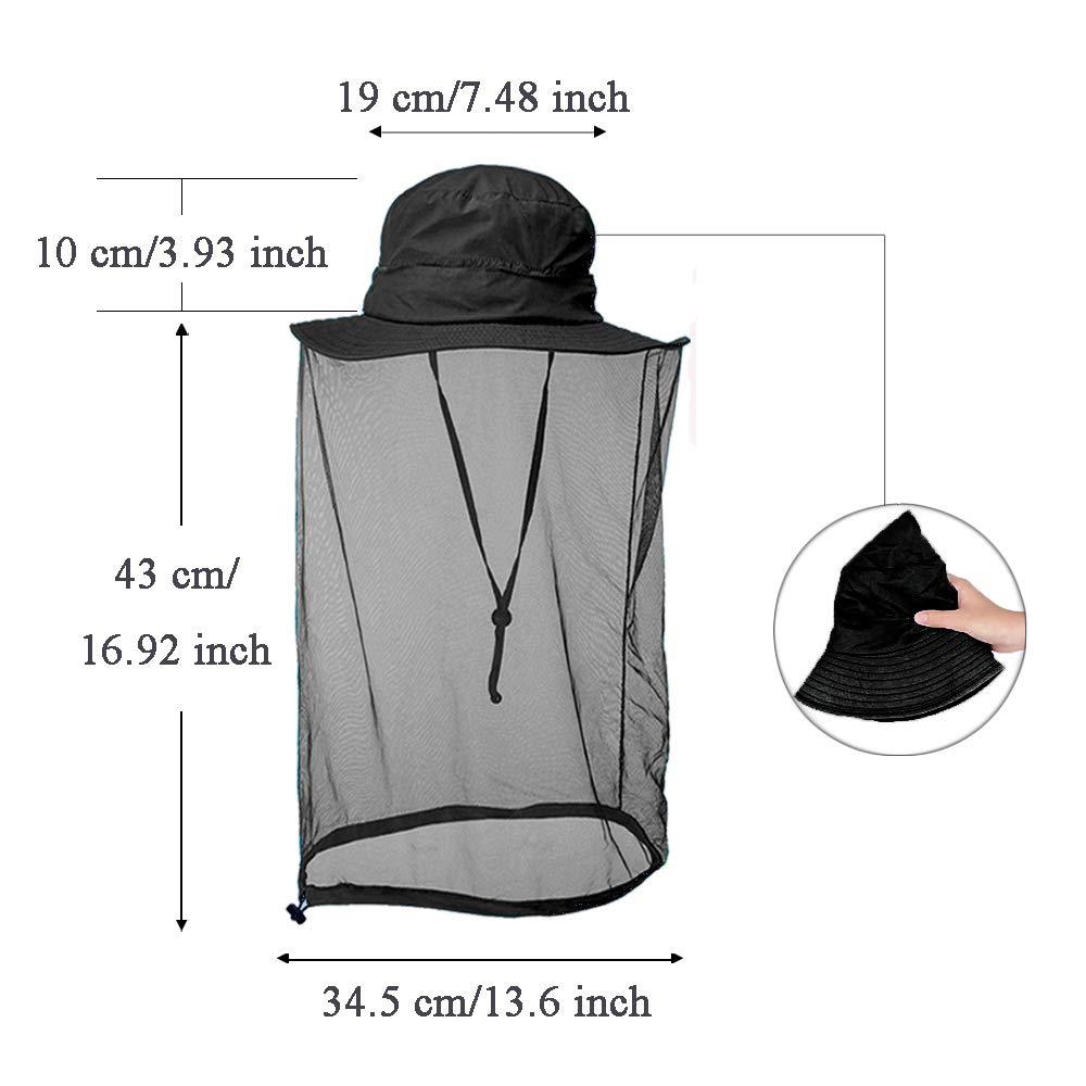 AYAMAYA AYAMAYA Mosquito Head Net Hat - Quick Dry Bucket Sun Hat with Net Mesh for Men & Women, Midge Net Head Cover Hat Protection From Mosquito Insect Bug Bee Gnats for Outdoor Fishing Hiking Gardening