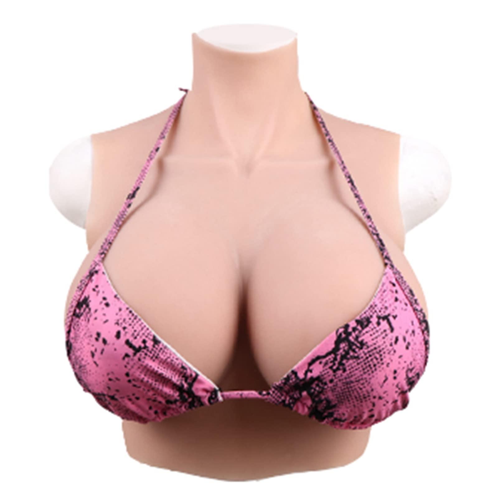 XSWL XSWL Silicone Breast Forms Realistic Huge Boobs H cup Artificial Breastplate for Crossdressers Transgender Cosplay,Tan