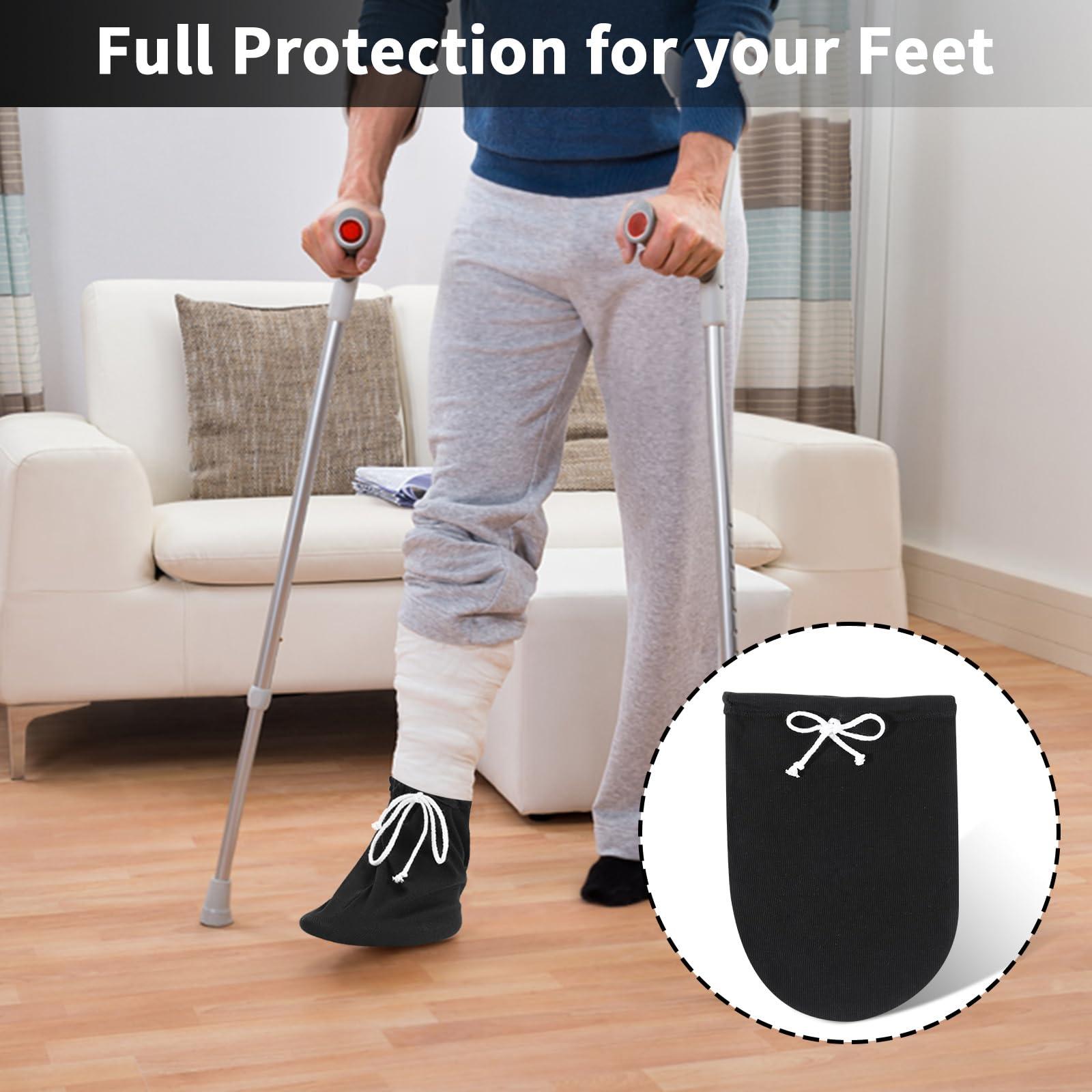 Prasacco Prasacco Cast Sock Cover for Foot, Cast Toe Cover Socks Leg Cast Cover Below the Knee Adjustable Drawstring Cast Protector Washable Cast Sleeve for Men Women Foot Leg Ankle Proof, Black
