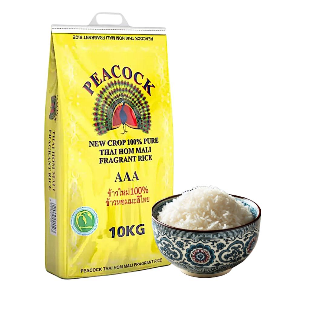 bazachi AAA Grade Thai Hom Mali Fragrant Rice with Natural Jasmine Aroma, Authentic Asian Grain, 10kg Pack of 2