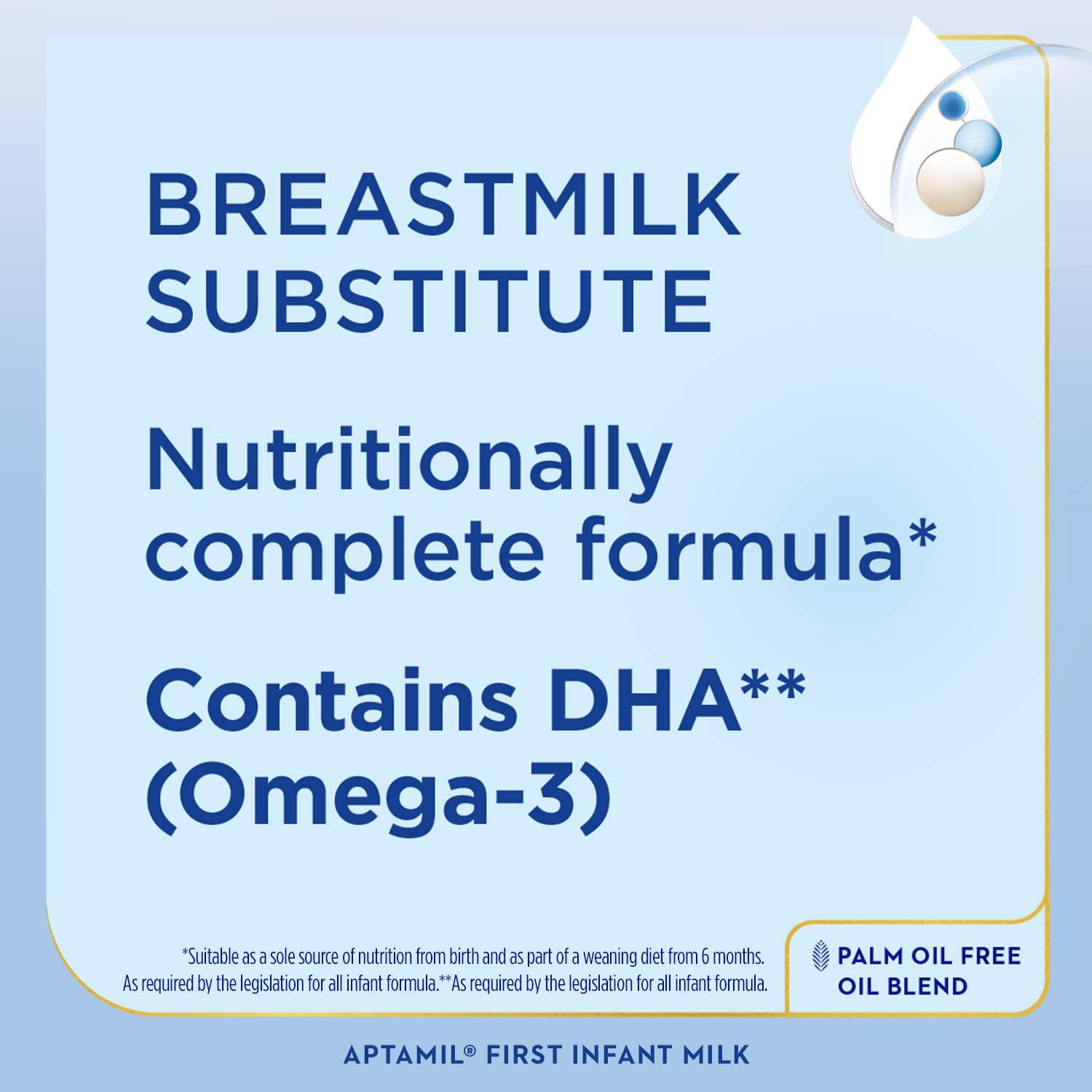 Aptamil Aptamil 1 First Infant Baby Milk Ready to Use Liquid Formula, from Birth, 6x200 ml