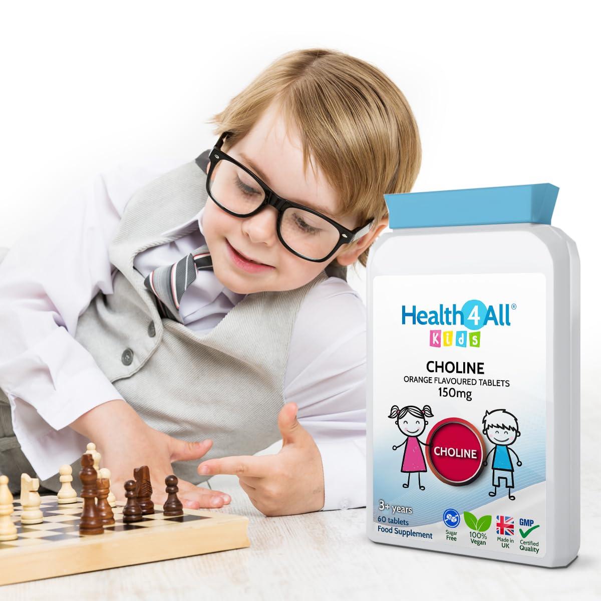 Health4All Health4All Kids Choline 150mg Chewable 60 Tablets Vegan Children\'s Supplement to Support Memory and Learning