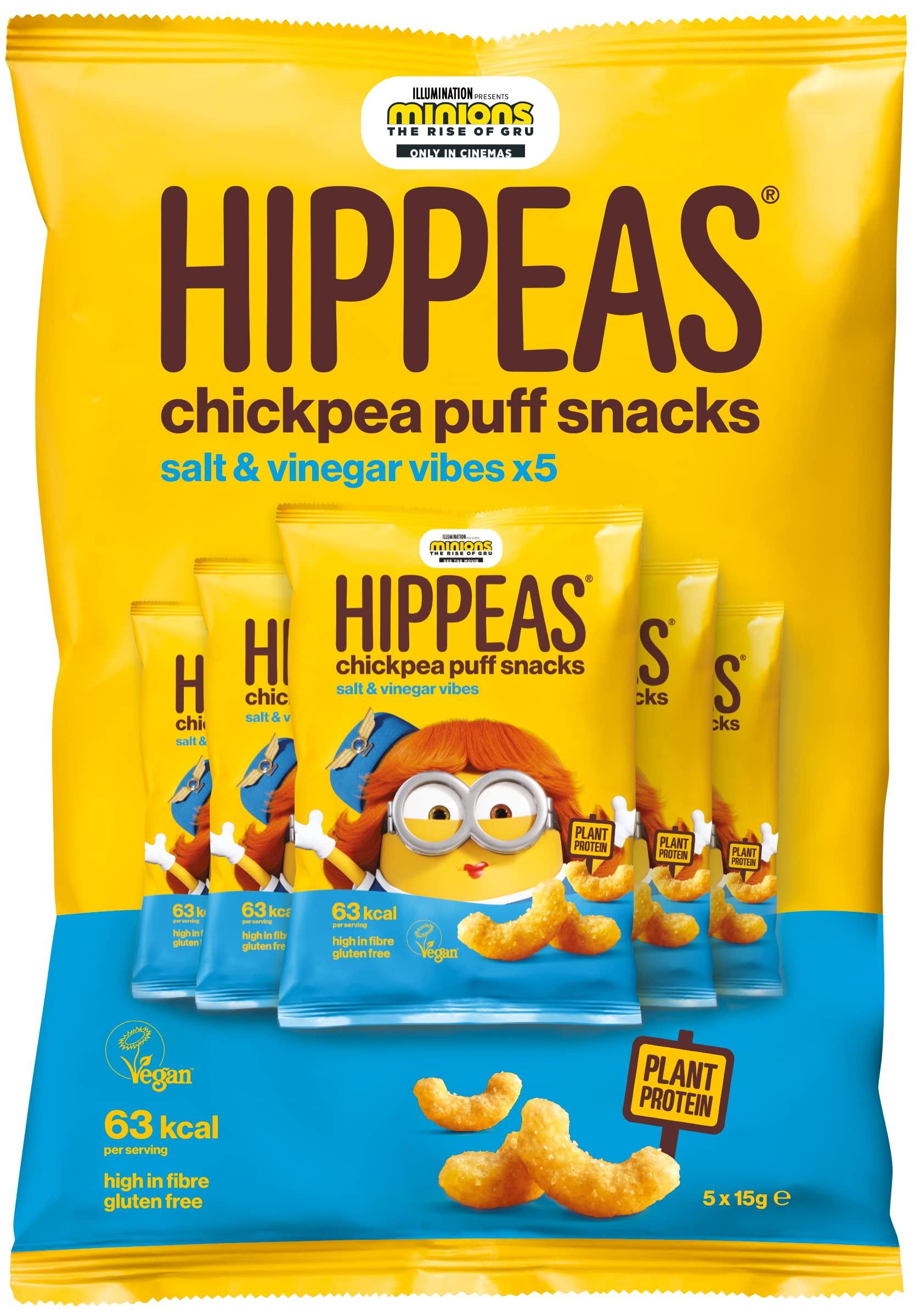 Hippeas HIPPEAS Salt & Vinegar Chickpea Puff Vegan Crisps Multipack | 50 x 15g Packets | Plant-Based, Source of Protein | Free from Gluten & Artificial Flavours | Light & Crunchy - 62 calories per serving