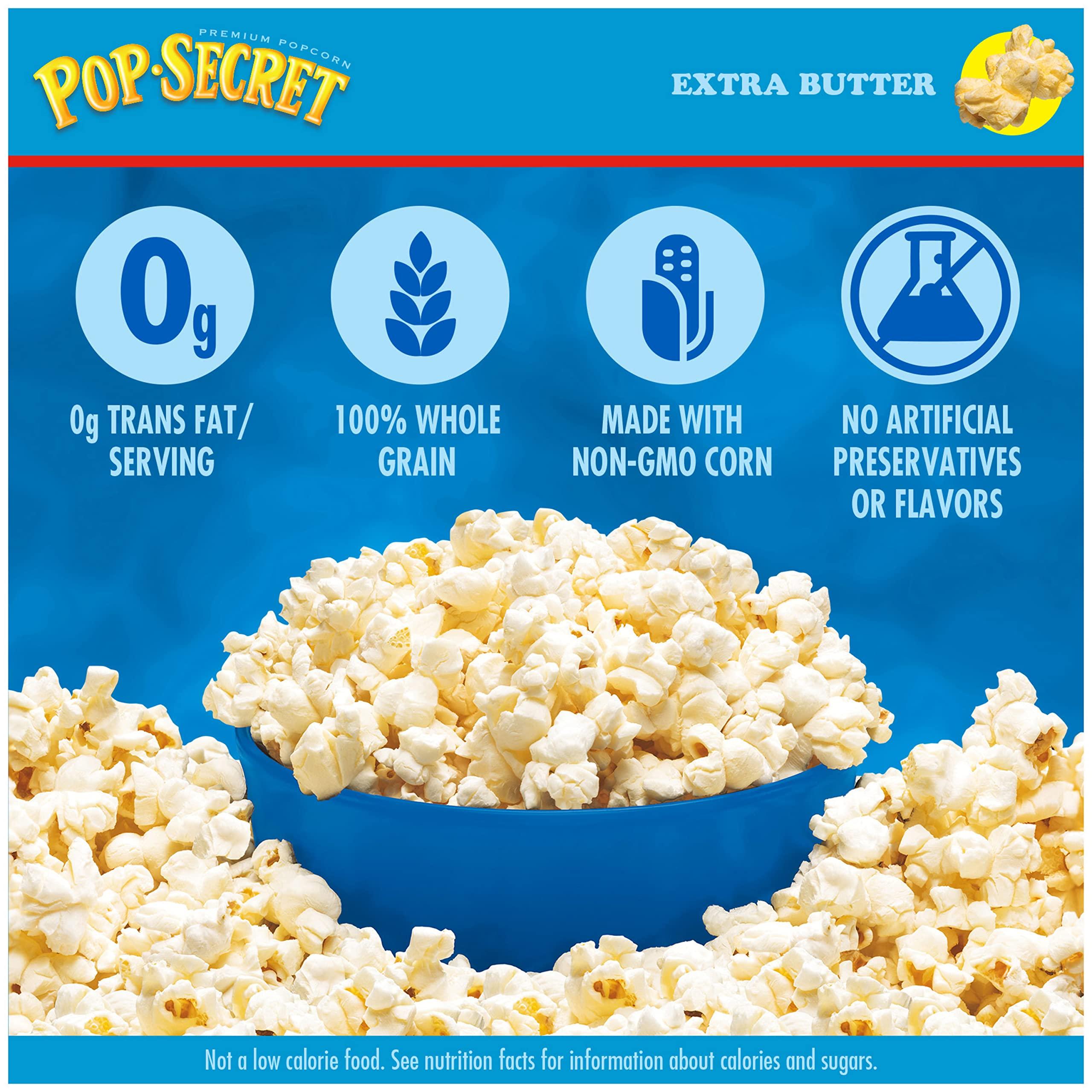 Pop Secret Microwave Popcorn, Extra Butter, 3.5oz Bags, 6/Box, Extra Butter
