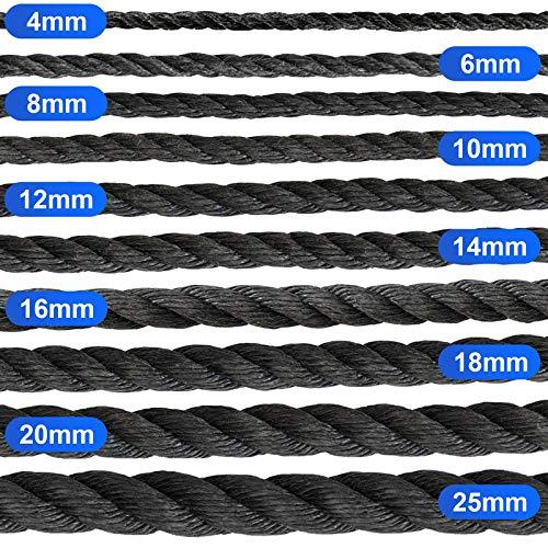 Net World Sports TITAN Poly Rope | Ultra Heavy Duty Polypropylene Outdoor Rope Increased Strength Cord | 4mm, 6mm, 8mm, 10mm, 12mm, 14mm, 16mm, 18mm, 20mm, 25mm Premium Grade (14mm Blue 50m Coil)