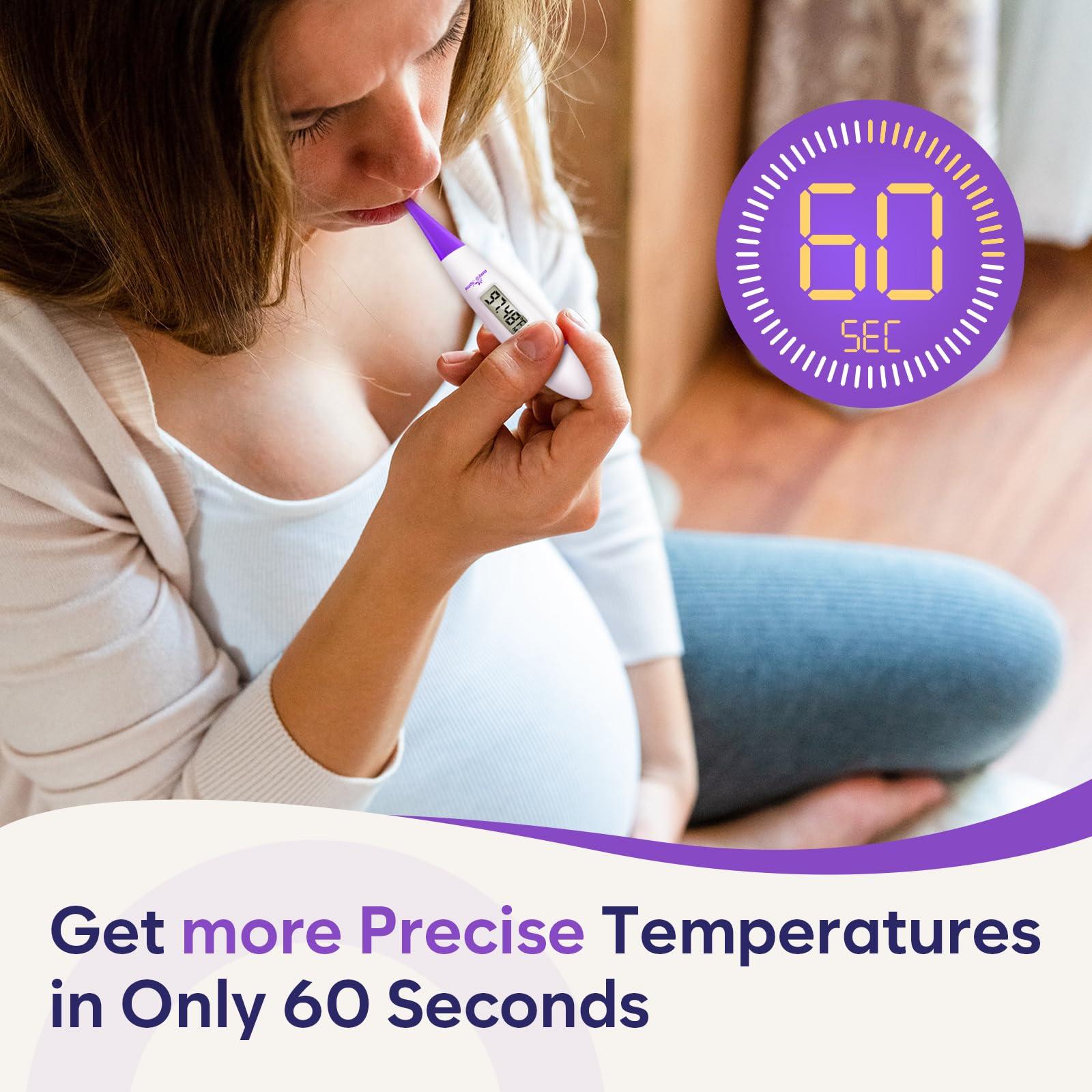 Easy@Home Ovulation Tracker Digital Basal Thermometer: Easy@Home BBT Thermometer for Fertility Prediction - Basal Body Thermometer for Accurate Temperature Monitoring with Premom App Purple DMT-3018