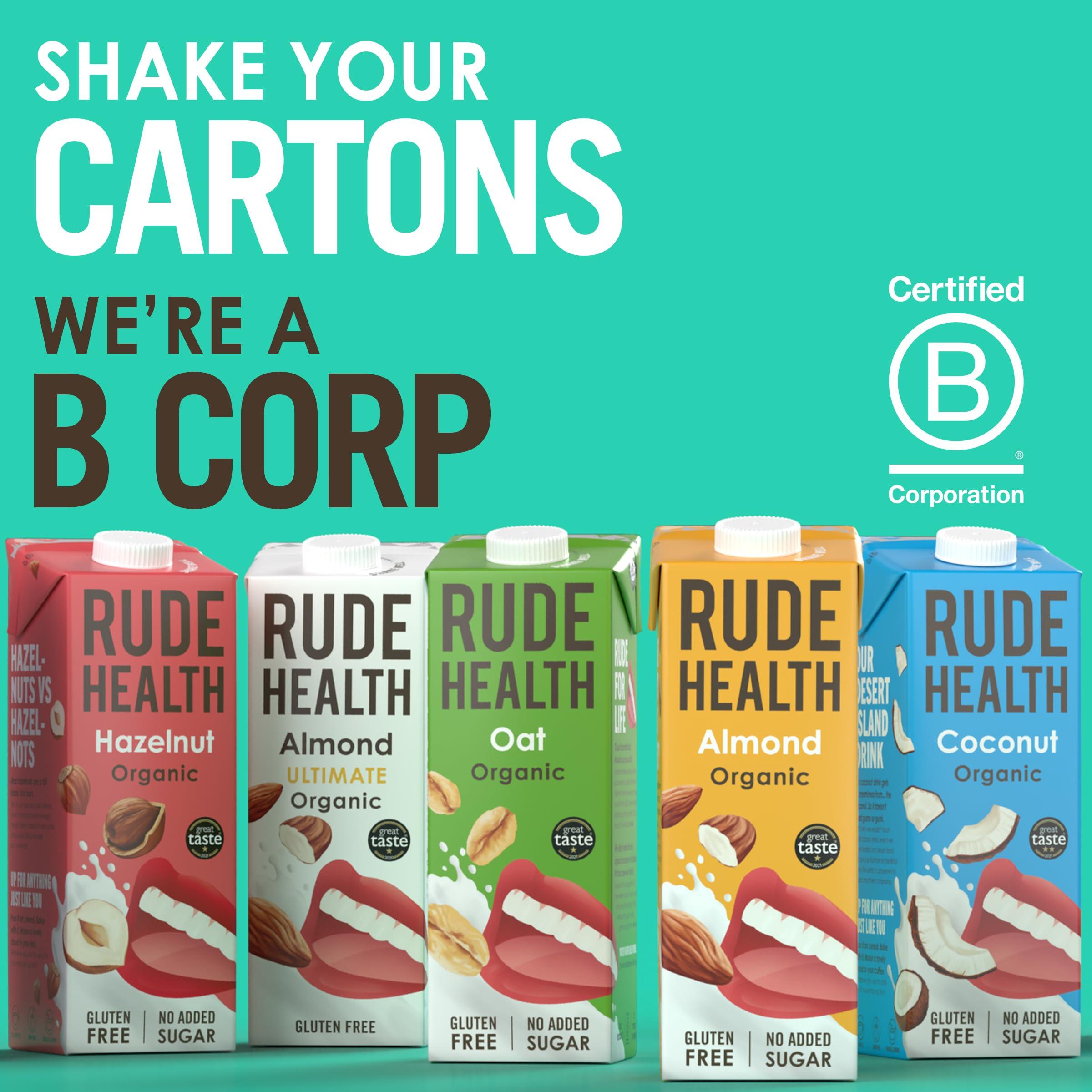 Rude Health Rude Health 6 x 1 Litre Organic Tiger Nut Dairy-Alt Milk, 100% Natural Organic Drink, Lactose Free, Dairy Free & Gluten-Free, Unsweetened, Award-Winning, Healthy & Vegan, 100% Recyclable Pack