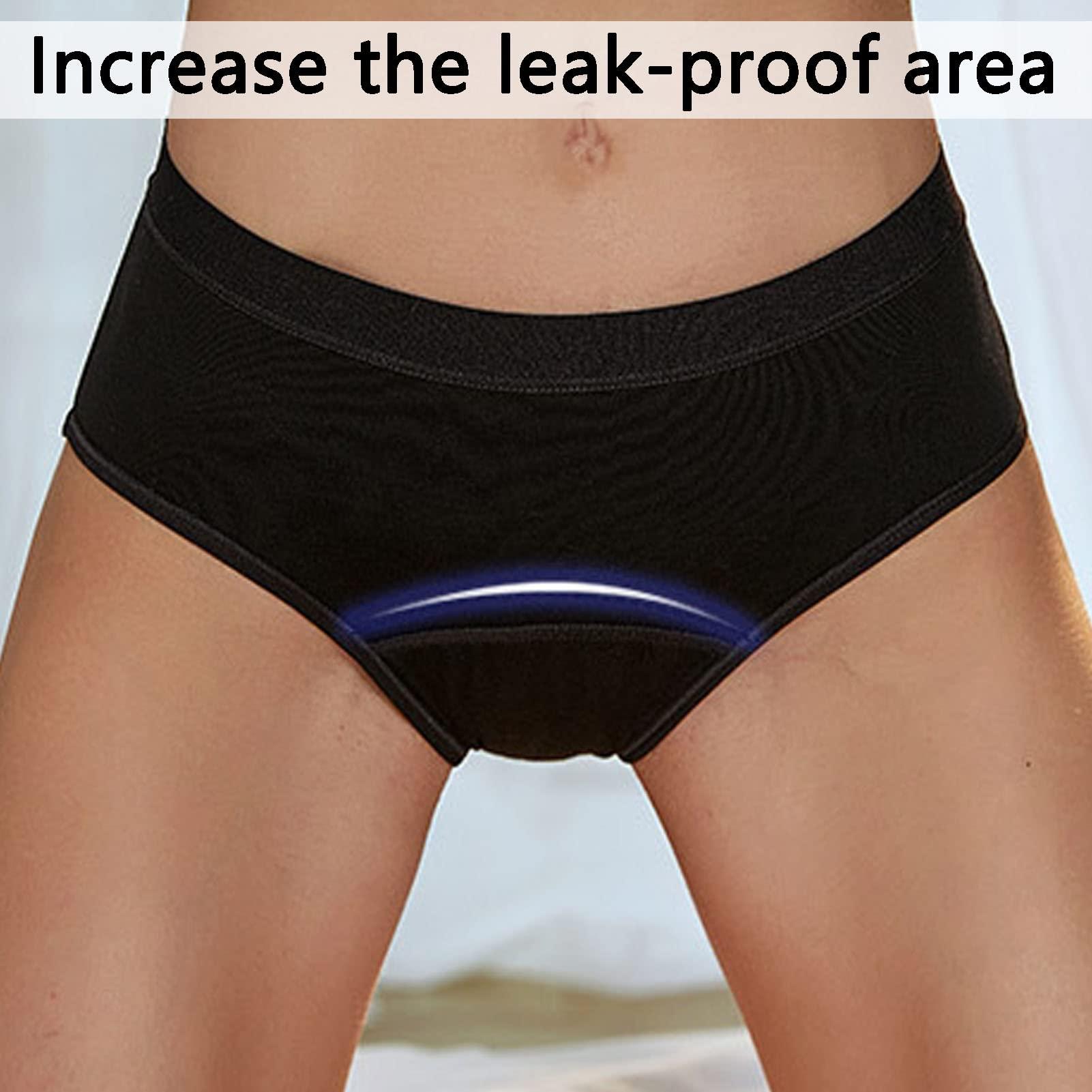 Bias&Belief Plus Size Menstrual Period Panties 3 Pack Women Underwear Leak Proof Cotton Briefs Urinary Incontinence Briefs Washable Urinary Reusable Special Needs for Women,Teenages,2XL,Black