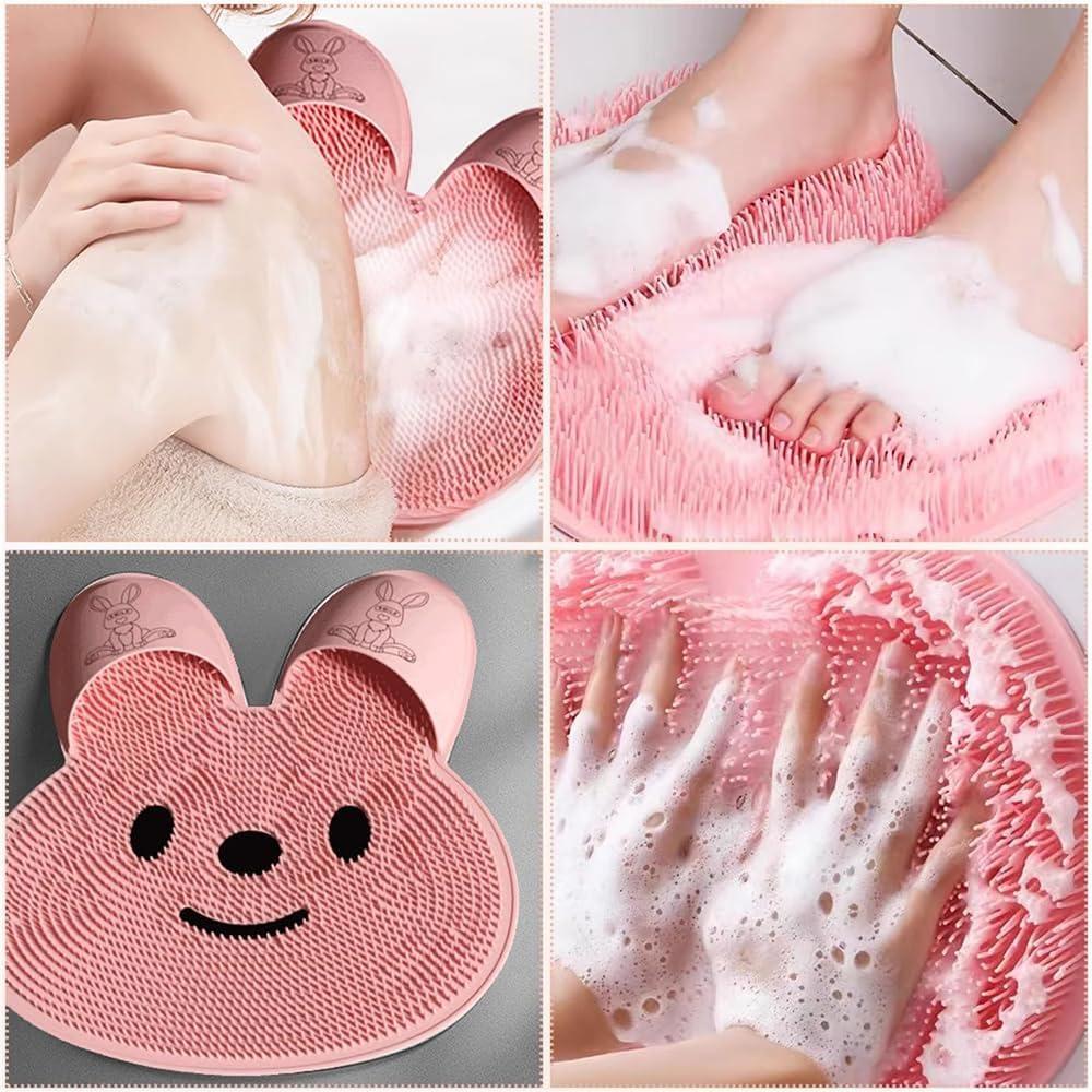 NaHibu Rabbit Foot Rubbing Artifact,Rabbit Silicone Foot Massage Mats,Silicone Rabbit Foot Rubbing Artifact, Bathroom Massage Non-Slip Carpet, Bathroom Foot Shower Mat