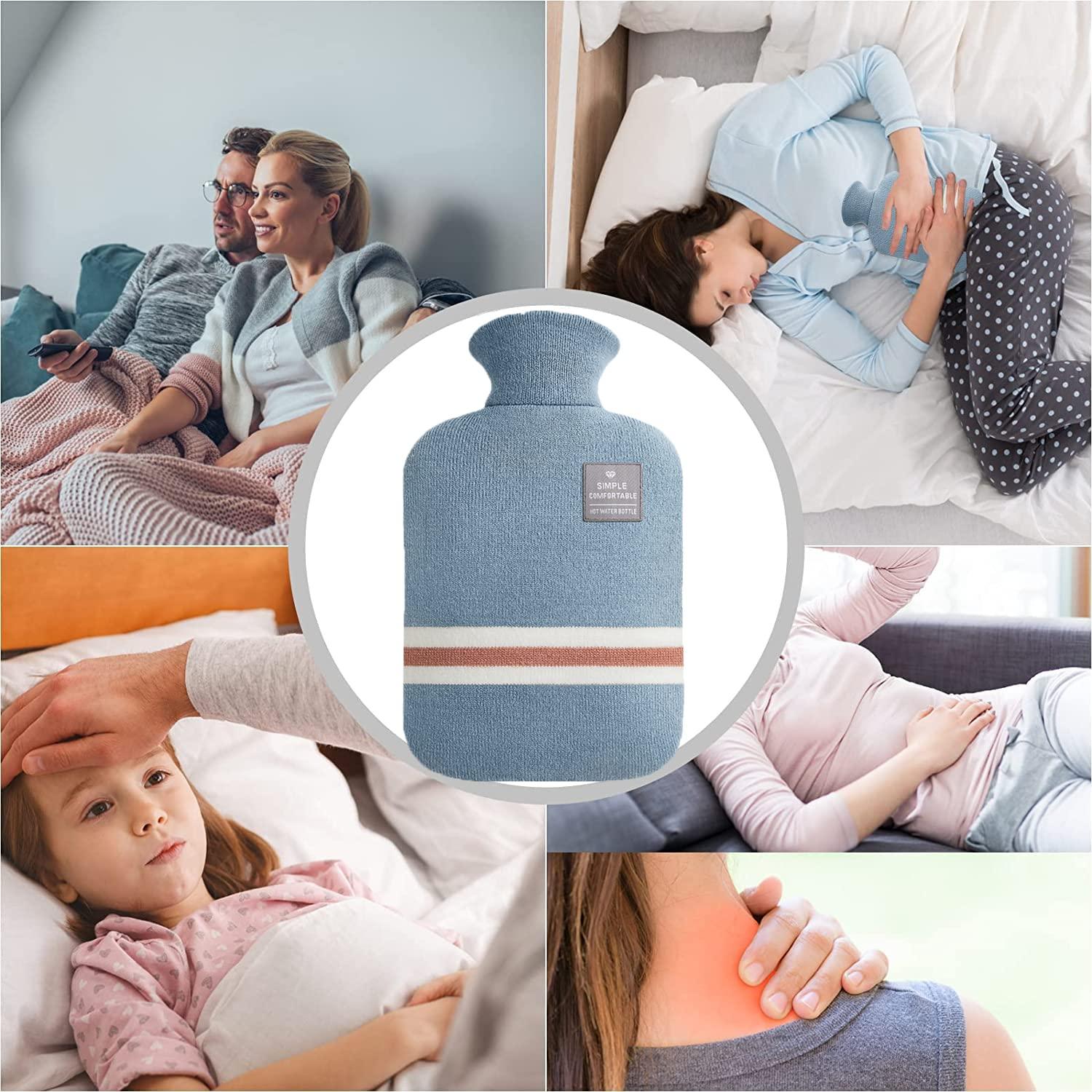 OliviaLiving OliviaLiving Hot Water Bottle with Classic Striped Cover, 2L Hot Water Bag for Menstrual Cramps, Neck and Shoulder Pain Relief, Hot and Cold Therapies, Hand Feet Warmer