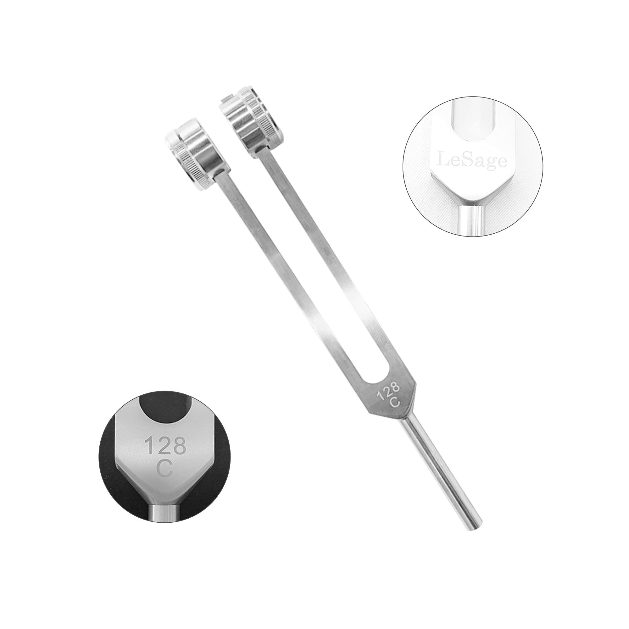 LeSage LeSage Otto 128 HZ Biosonics Weighted Tuning Fork Diapason Medical 128 hertz Tuning Forks for Healing 128HZ Sonic Slider with Silicone Hammer Cleaning Cloth