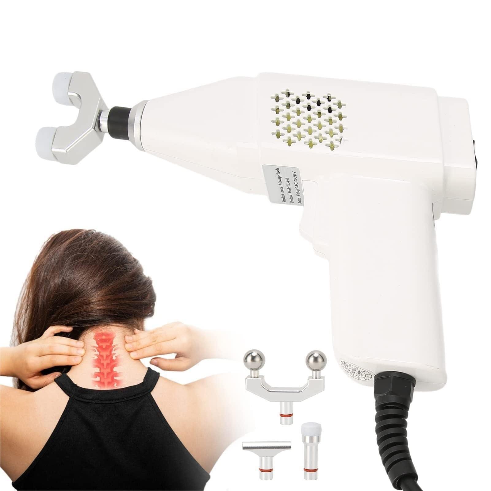 MAHWER Chiropractic Adjusting Tool Instrument Electric Impulse Gun Actuator Massager Professional Massage Equipment Magnetic Therapy Massage Gun (Color : White)
