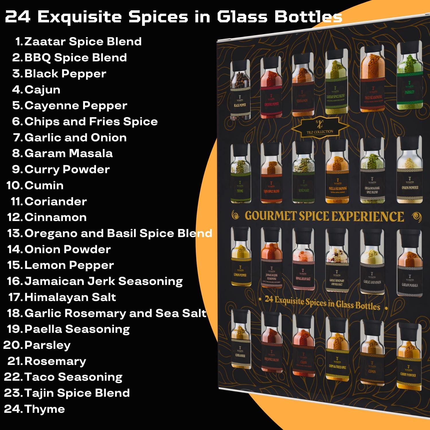 TILZ COLLECTION Spice Gift Set -24 Gourmet Spices For Cooking, Grilling, Rubs, Mixed Spice, Herbs, Spices & Seasonings, All Purpose Seasoning, Cooking Gifts For Men, Women, Birthday, Christmas, Housewarming Gifts