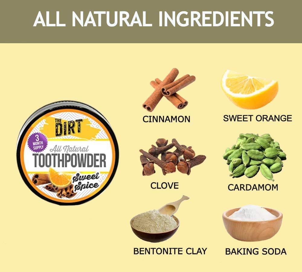 The Dirt The Dirt All Natural Tooth Powder for Organic Teeth Whitening, 3 Month Tub 0.7 oz