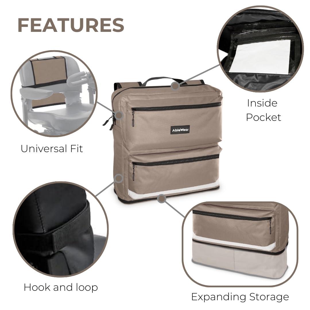 AbleWear AbleWear Grey Mobility Scooter Bag - Expandable Storage | Disability Aids | Electric Mobility Scooter Bag