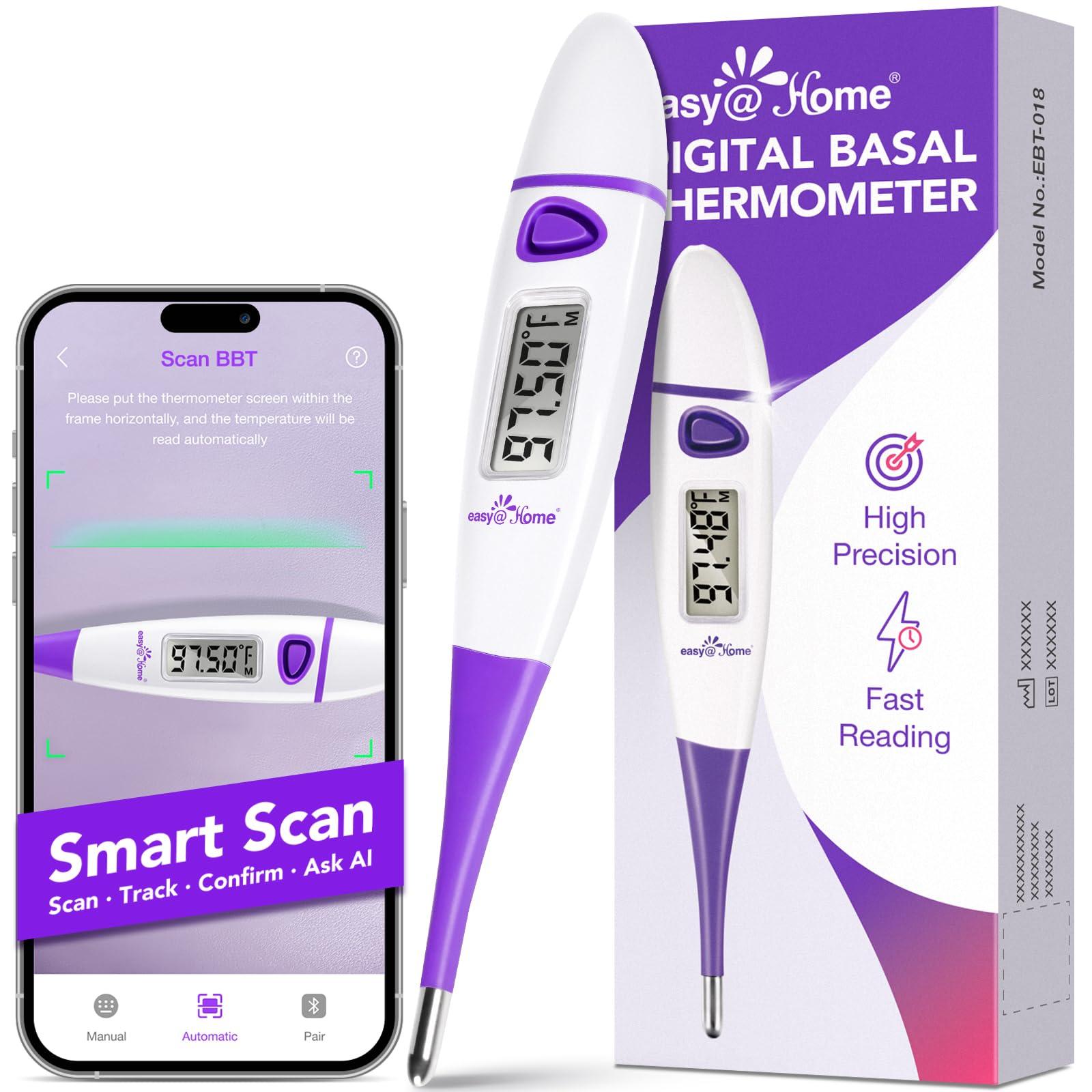 Easy@Home Ovulation Tracker Digital Basal Thermometer: Easy@Home BBT Thermometer for Fertility Prediction - Basal Body Thermometer for Accurate Temperature Monitoring with Premom App Purple DMT-3018