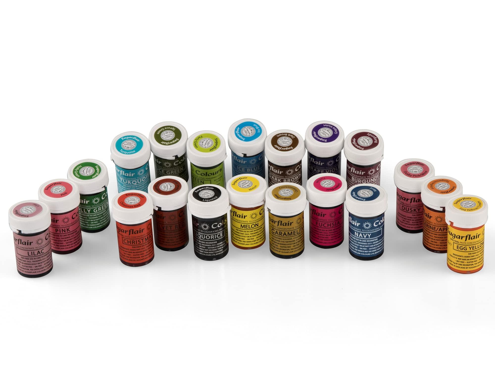 Sugarflair Colours Sugarflair Spectral Paste Food Colouring Essentials Collection 20 x 25 Gram Set