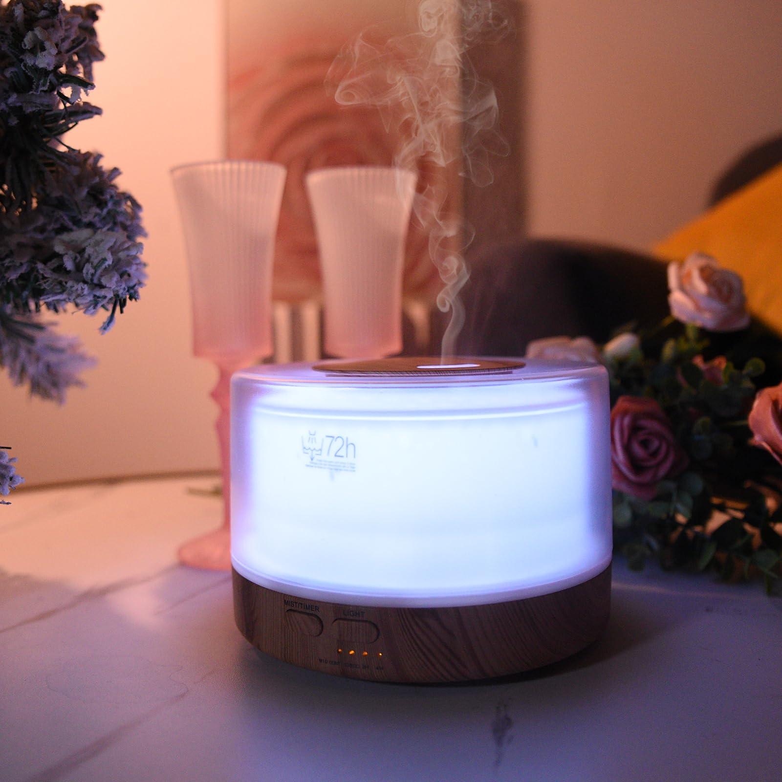 Dailyart 700ML Essential Oil Diffuser, Remote Control Aromatherapy Diffuser with 7 LED Light Colors, Adjustable Mist Mode and Waterless Auto-Off Oil Diffusers Humidifier, Diffusers for Home Bedroom Yoga Sleep