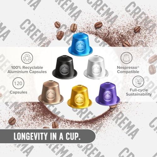 La Natura LIFESTYLE LUXURY VARIETY PACK | 120 coffee capsules in 6 different varieties | 100% Recyclable | Nespresso* compatible coffee capsules from La Natura Lifestyle | Made in Switzerland