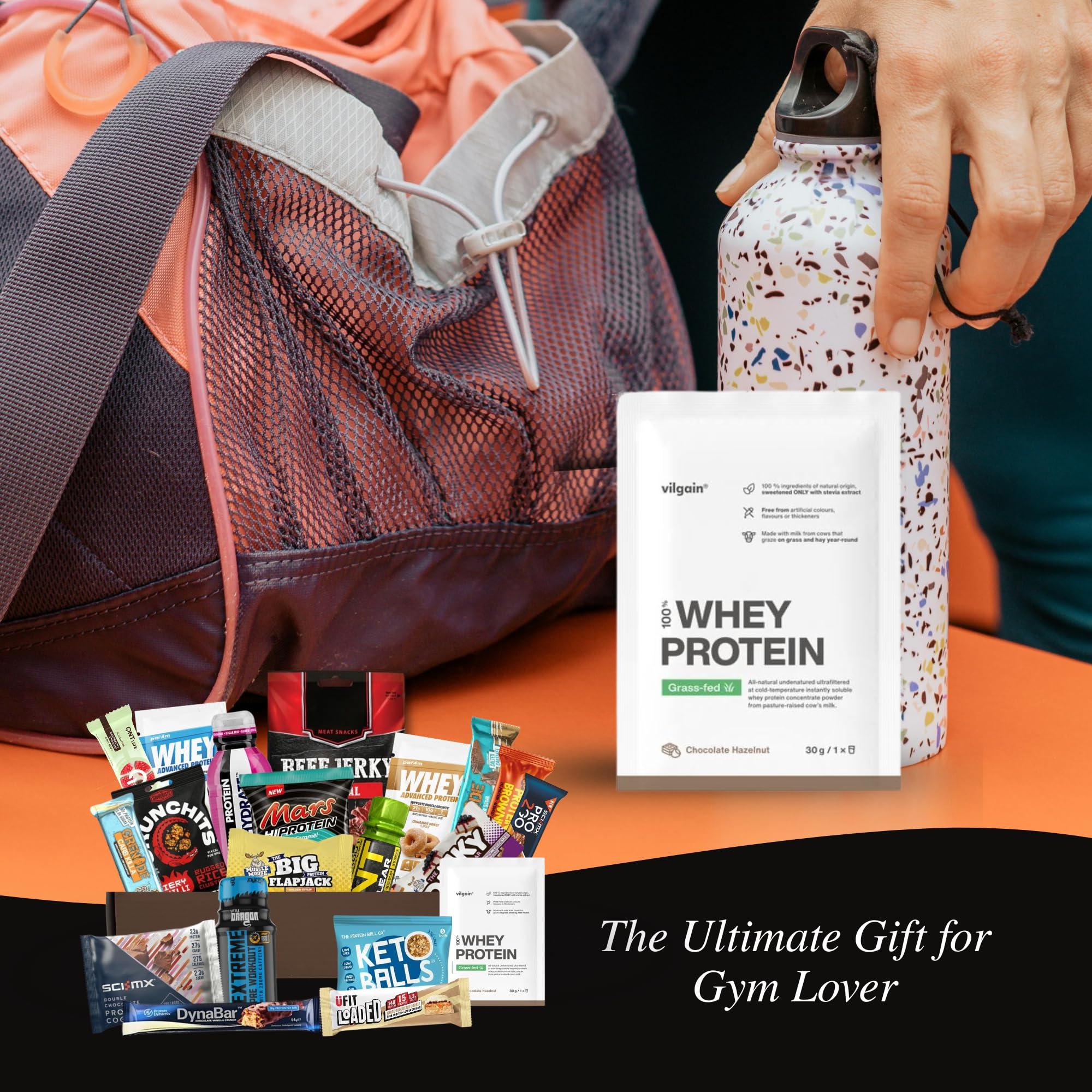 A Amousa Protein Hamper-Protein Gift Set & Fitness Hamper Including Protein Bar, Protein Powder & More! This Protein Box Is A Great Gym Gifts for Men&Women! Protein Gifts for Men,Women & Gifts for Gym Lovers!