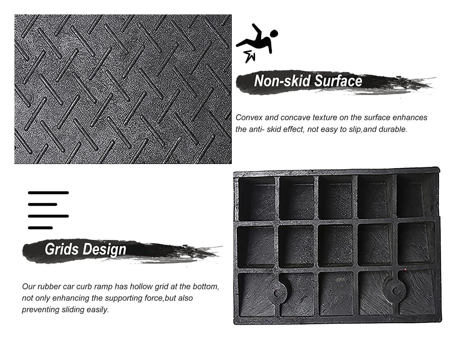 ASumPio Threshold Ramp Wheelchair Ramp Solid Rubber Threshold Ramp Non-Slip Scooter Ramp for Room Door Handicap Ramps Wear-Resistant Kerb Ramps Anti-Slip (Black 9cm/3.5in rise)