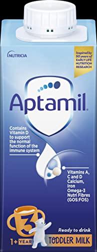 Aptamil Aptamil 3 Toddler Baby Milk Ready to Use Liquid Formula, 1-3 Years, 200ml (Pack of 15),package may vary