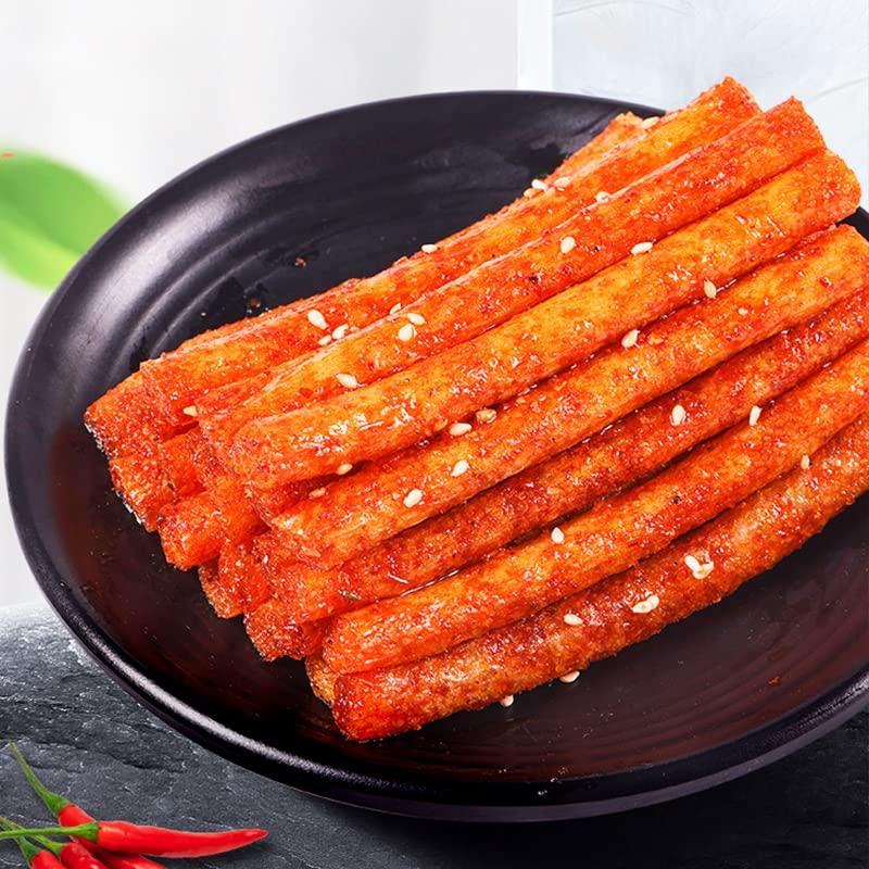 wasailuo Spicy Strips Chinese Snack, Spicy Noodle Latiao Snacks 115g/bag, Instant Snacks, Traditional Gluten Lataio Spicy Strips, Spicy Sticks, Handmade Spicy Noodles (Spicy Silk,3 Bag)