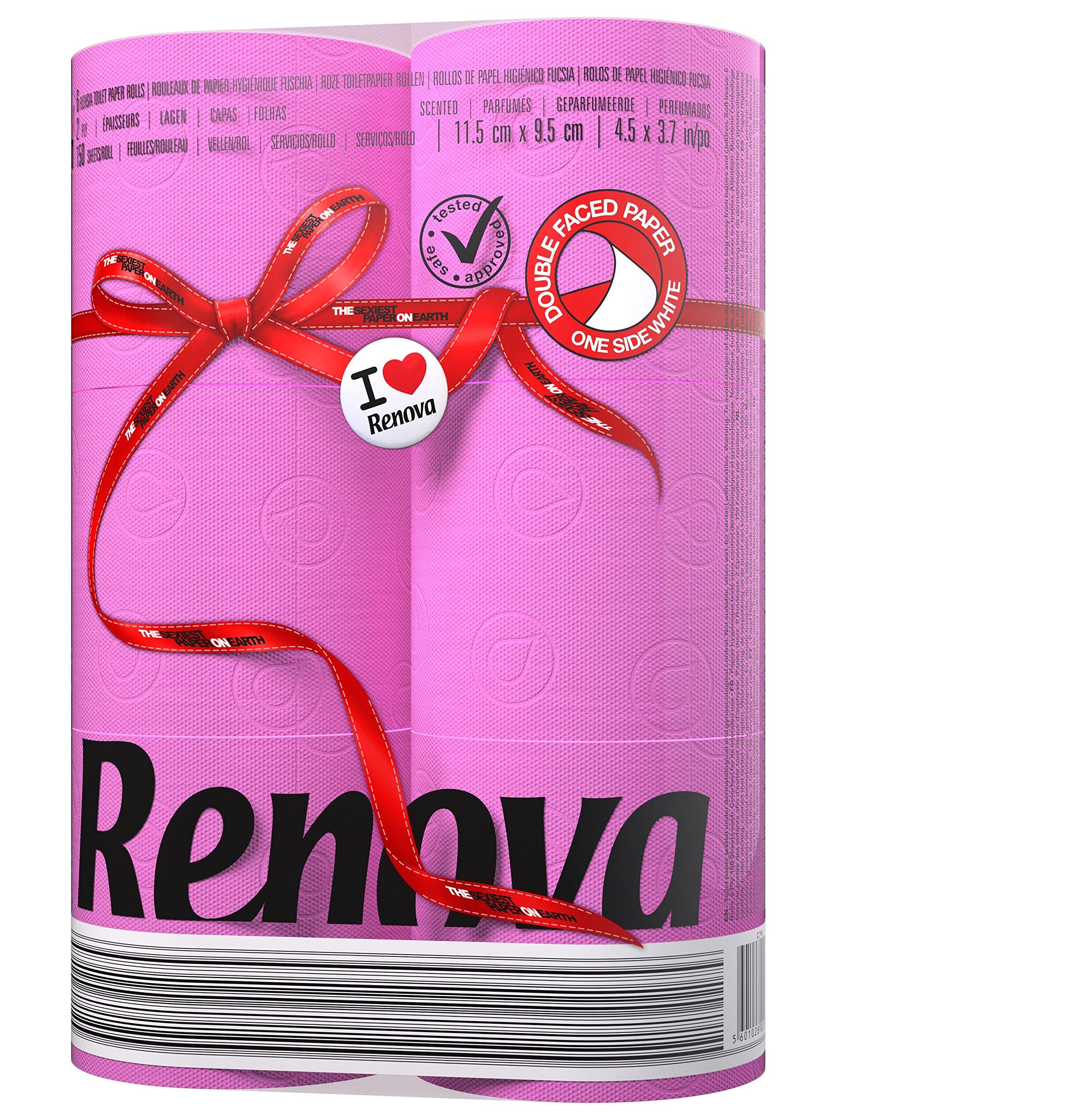 Renova Renova [6 Rolls Fuchsia] 3 Ply Soft Colour Toilet Loo Bathroom Tissue Paper Rolls