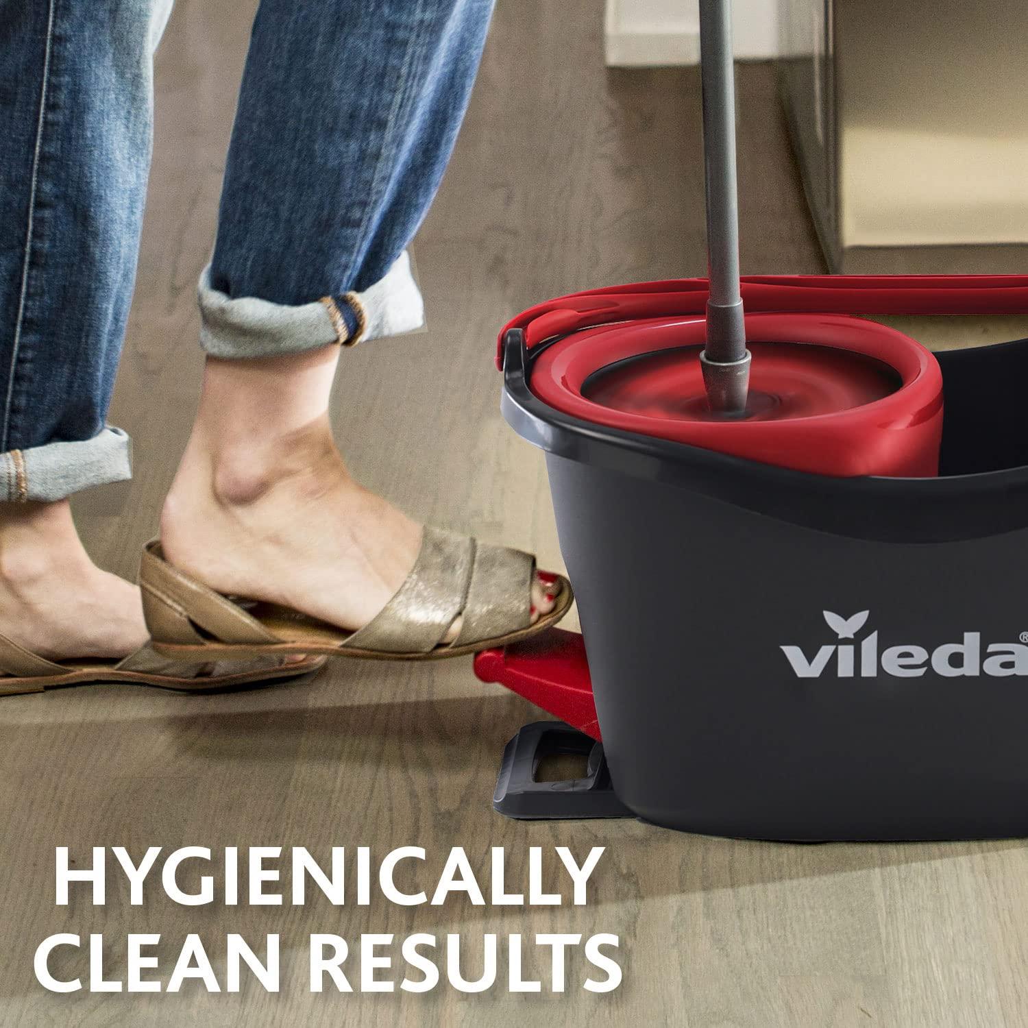 Vileda Vileda Turbo Microfibre Mop and Bucket Set, Spin Mop for Cleaning Floors, Set of 1x Mop and 1x Bucket & Method Floor Cleaner, Wild Rhubarb, 739 ml