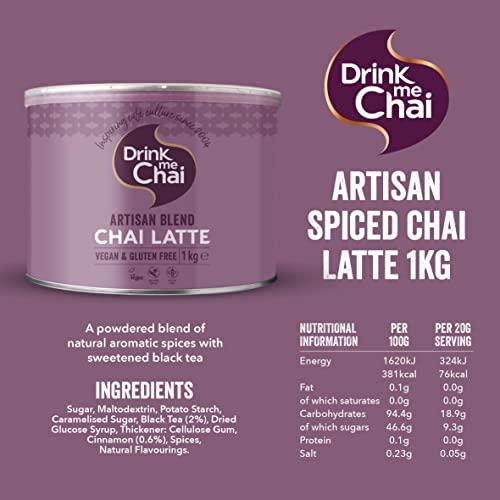 Drink Me Chai Drink me Chai Artisan Blend Chai Latte 1kg (Pack of 1), Just Add Milk, Vegan & Gluten Free Chai Latte Powder (50 Servings Total)