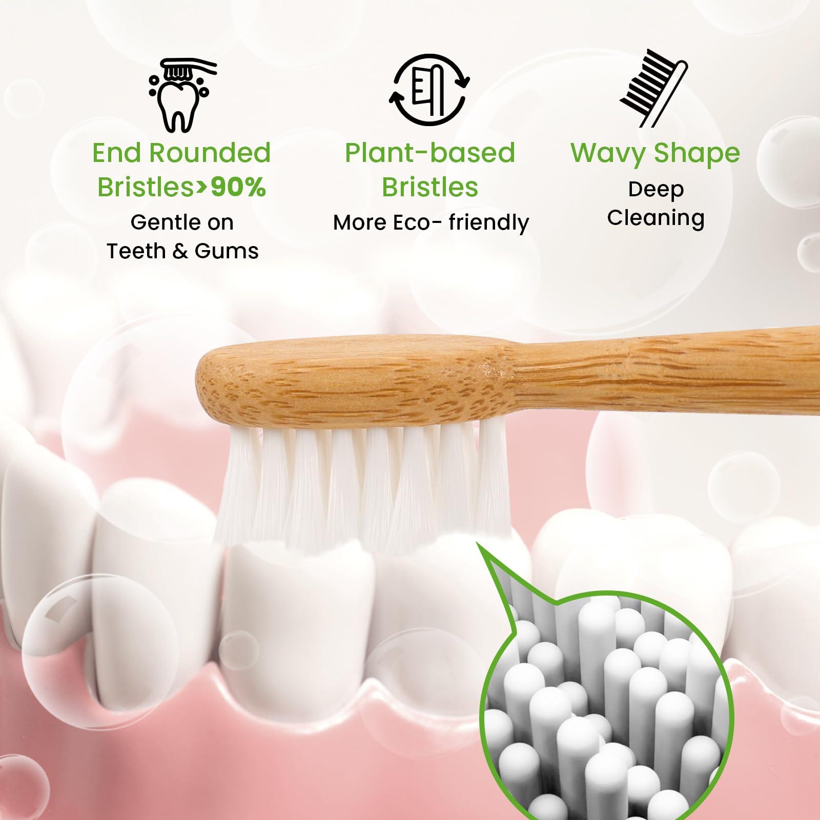 ponpace PONPACE Bamboo Toothbrush Heads Compatible with Philips Sonicare, Soft Castor-Oil Bristles, Biodegradable Toothbrush Replacement Heads, Eco-Friendly & Daily Cleaning