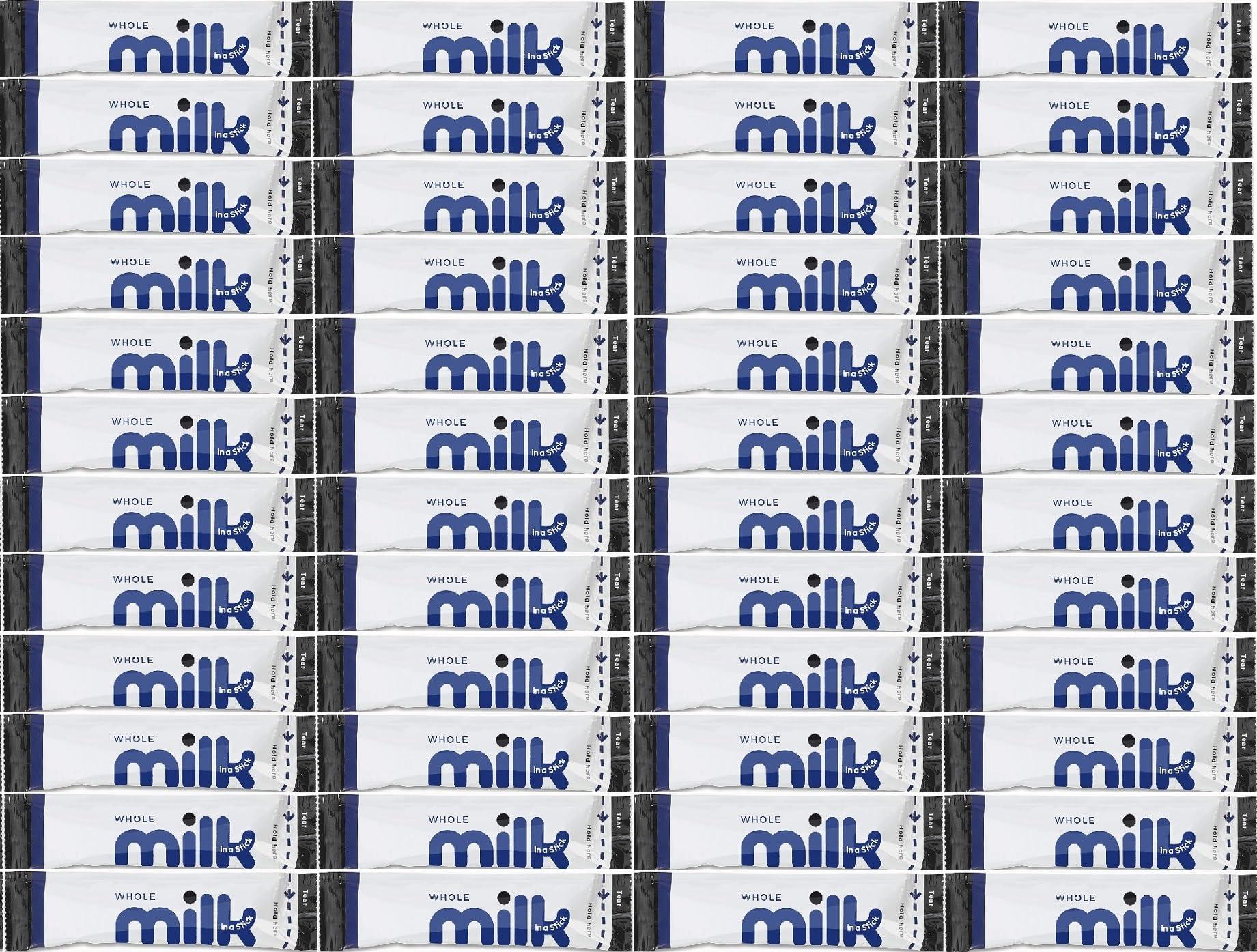 AB.GROCERIES 55x Whole UHT Milk Sticks 10ml Individually Wrapped Pouches Portions Sachets Lakeland