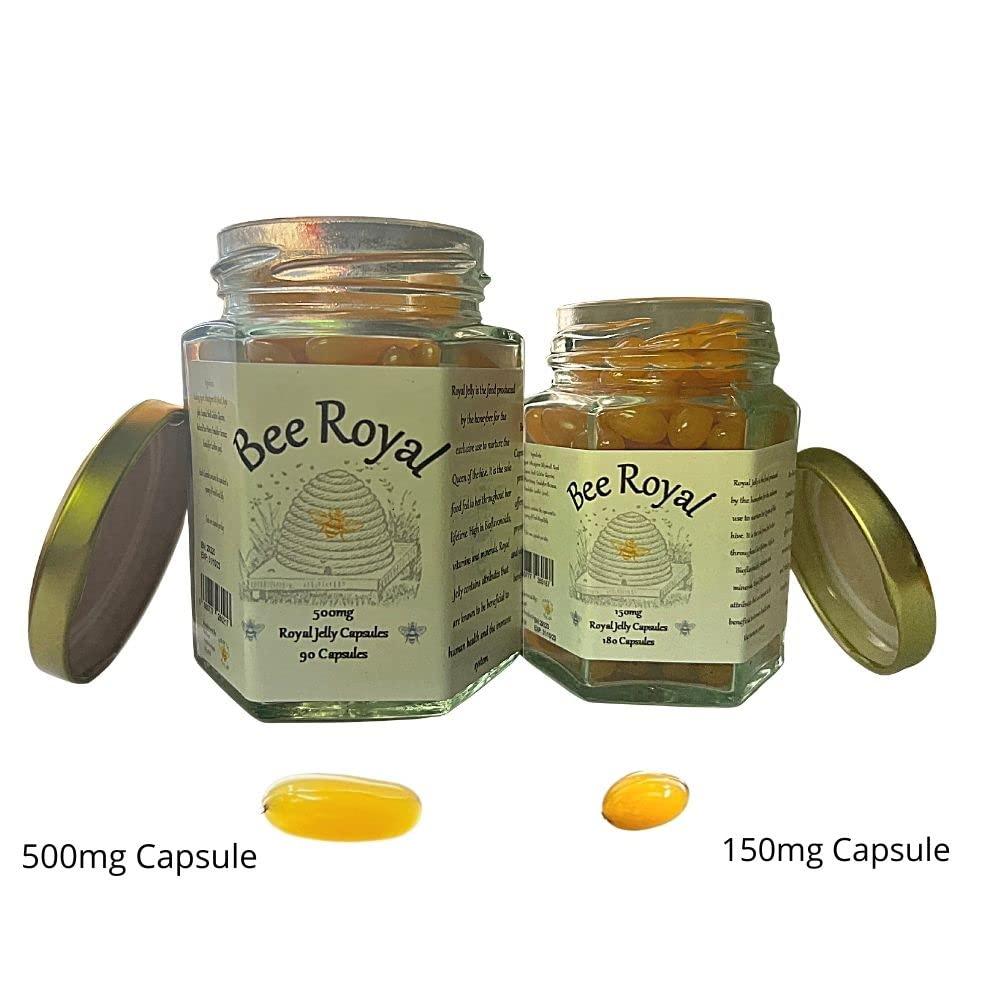 Bee Royal Bee Royal - 500mg Fresh Royal Jelly Capsules - 90 capsules of 100% fresh Queen's Jelly NOT freeze dried extract - supports immune system, fertility, energy management, reduces tiredness & fatigue