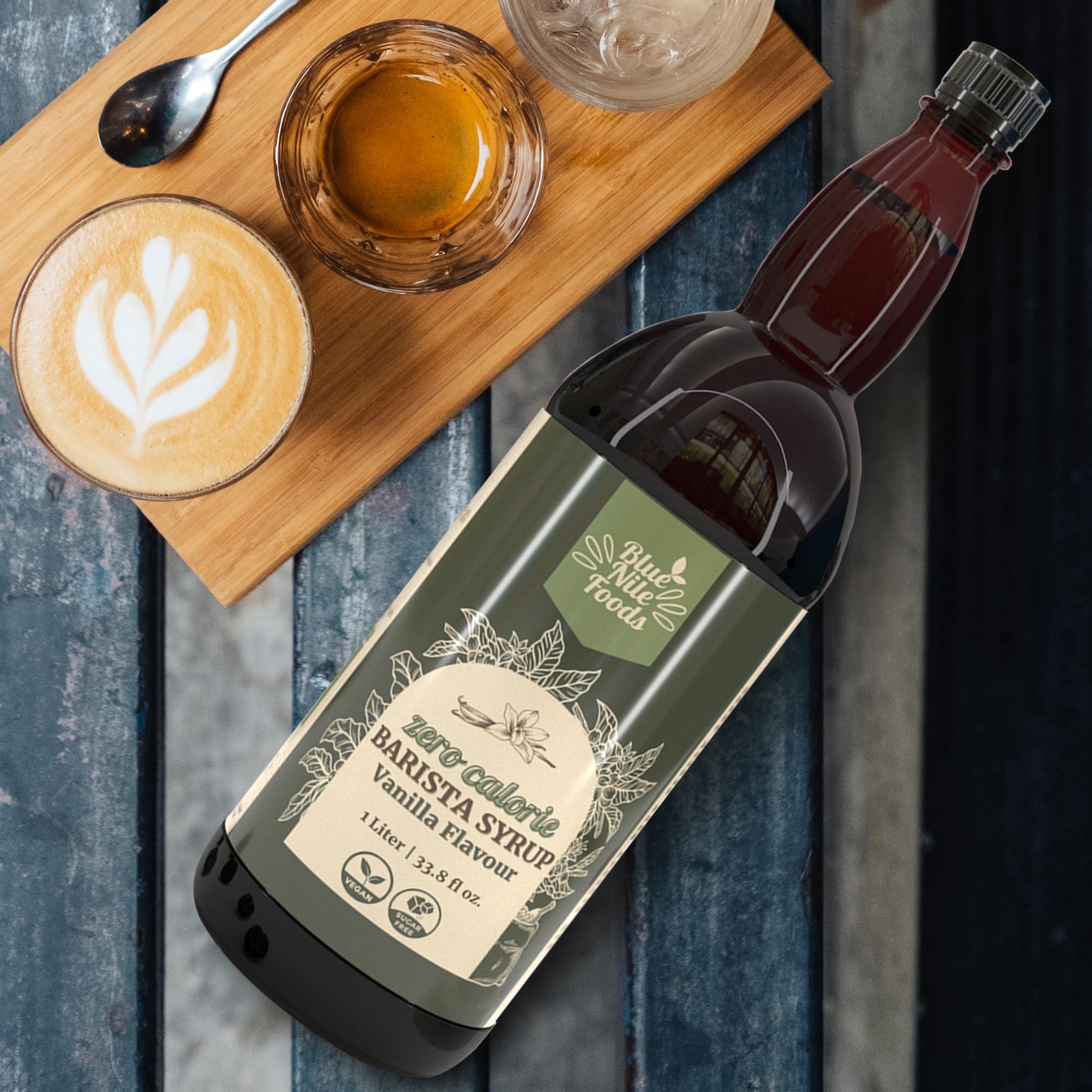 Blue Nile Foods Blue Nile Foods Barista Vanilla Coffee Syrup, Calorie/Sugar Free Syrup, Keto Friendly Vanilla Syrup, Sugar Free Coffee Syrups for Coffee Drinks - Hot/Iced, 1L